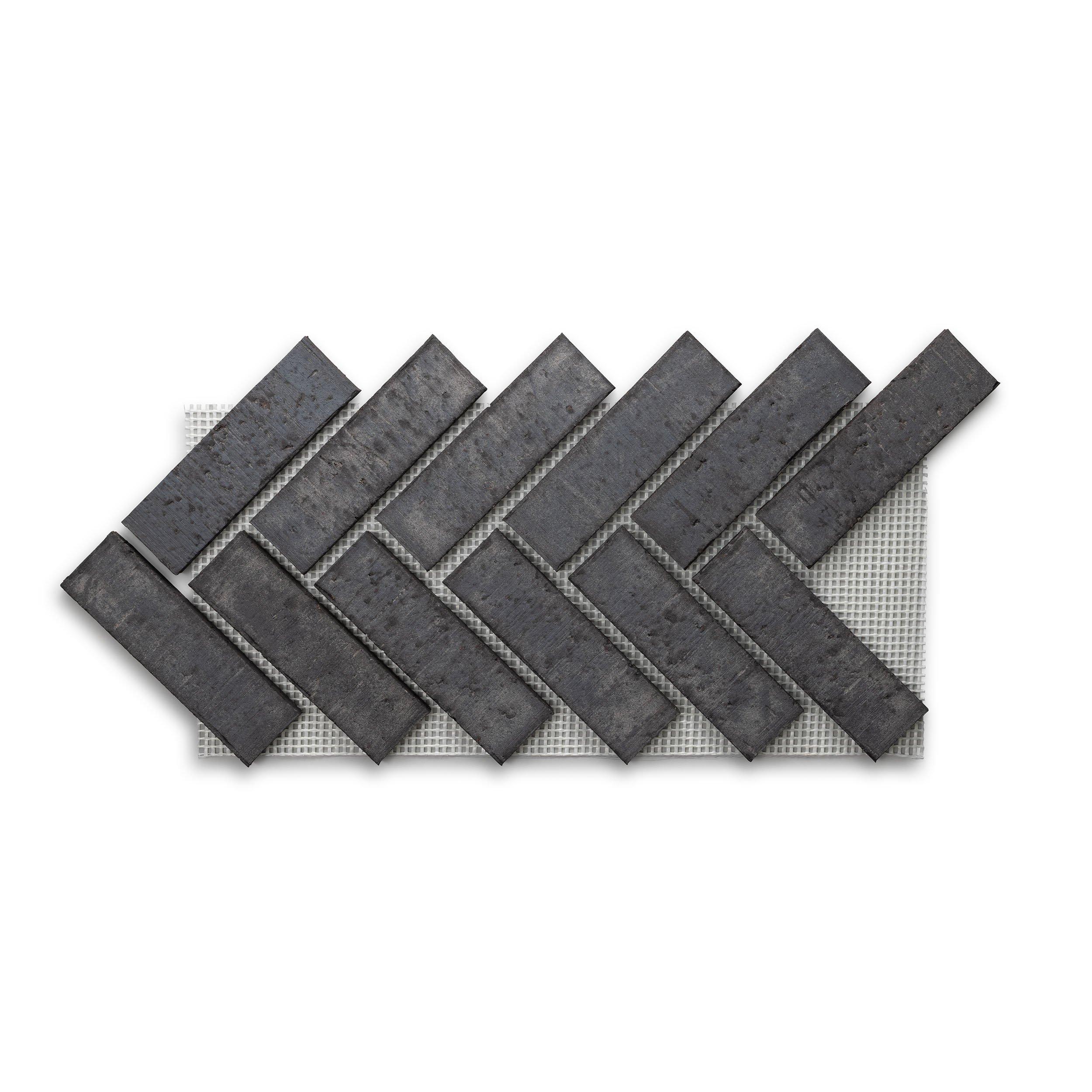 Obsidian Thin Brick Herringbone Panel