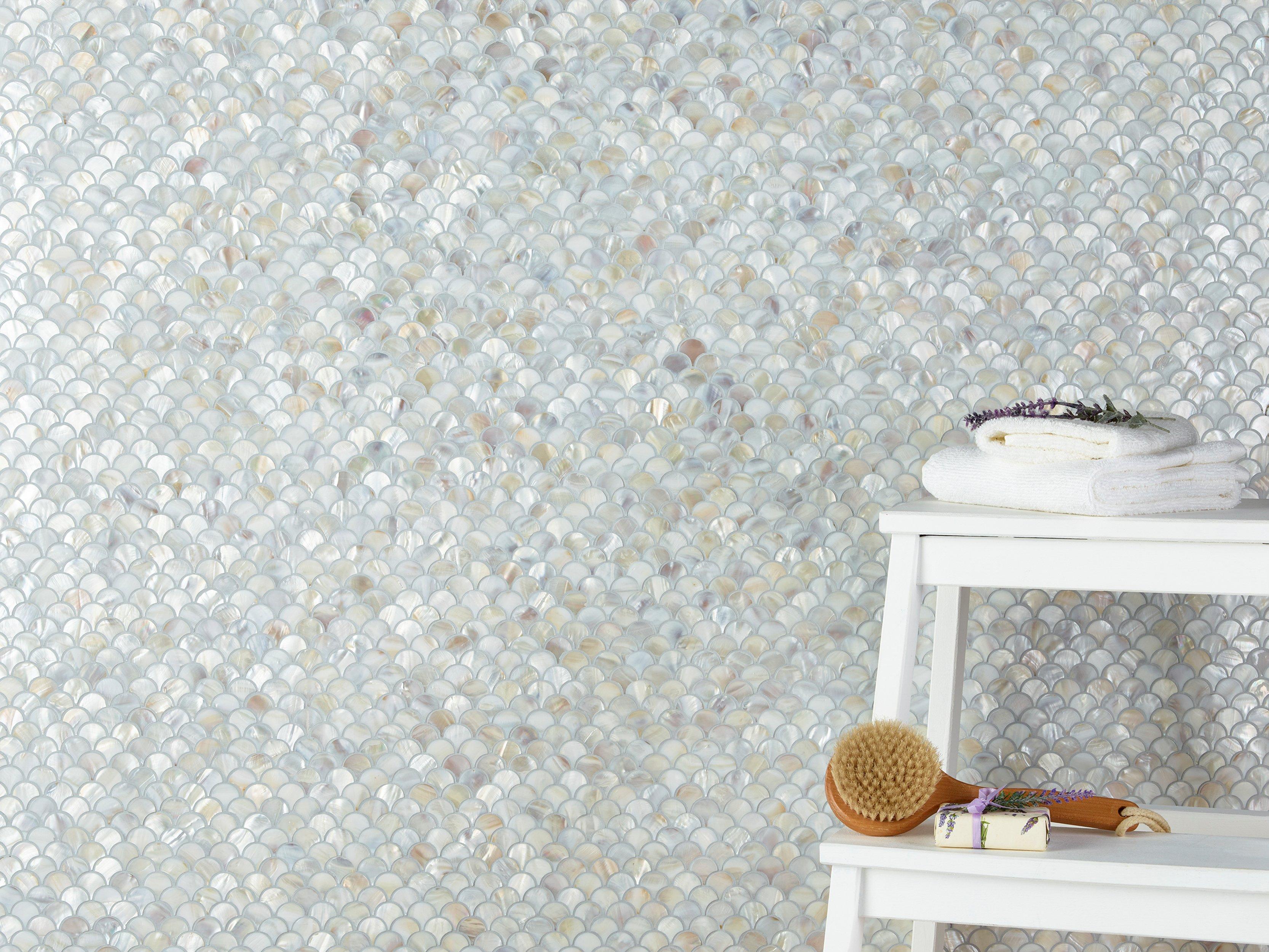 Mother of Pearl Fan Polished Marble Mosaic