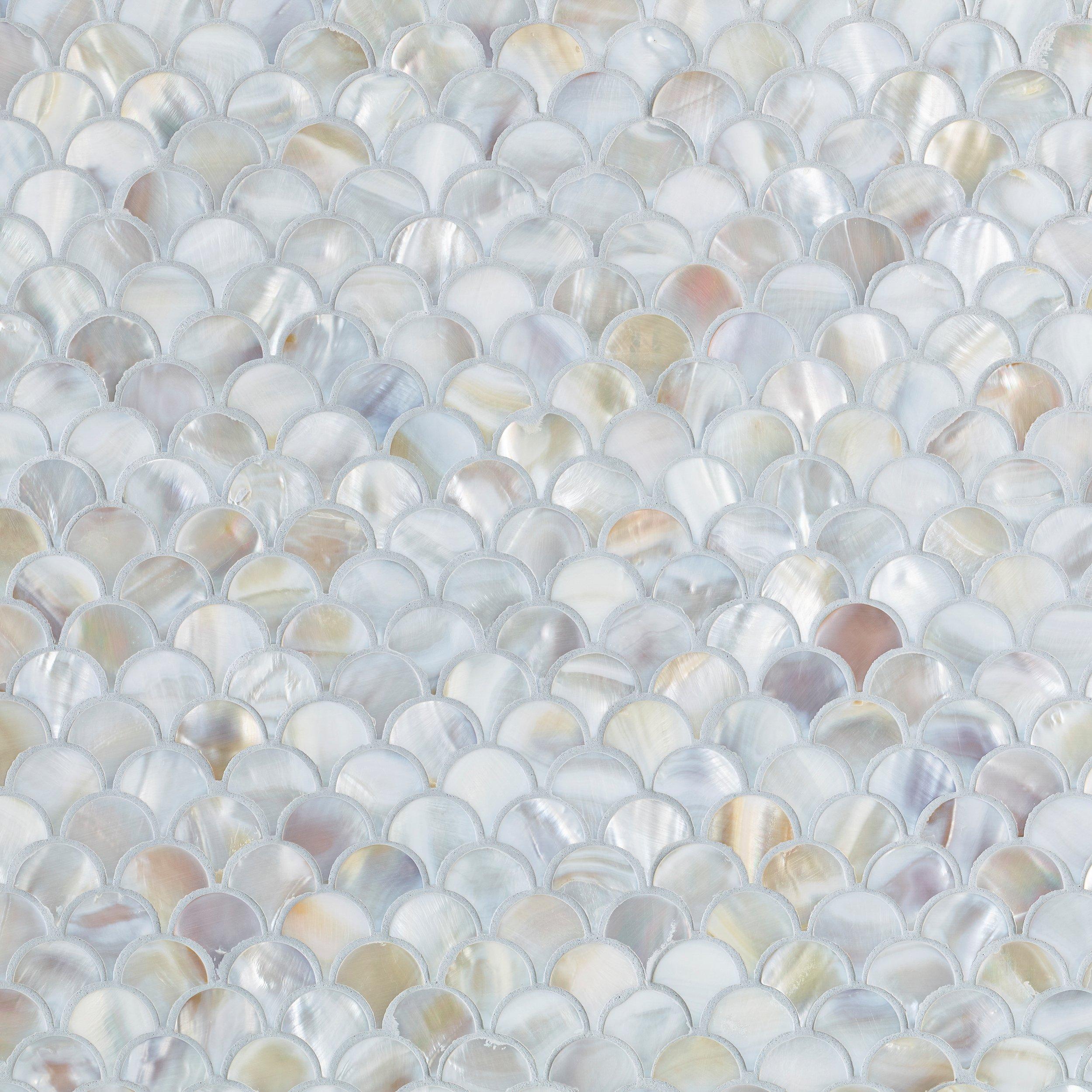 Mother of Pearl Fan Polished Marble Mosaic