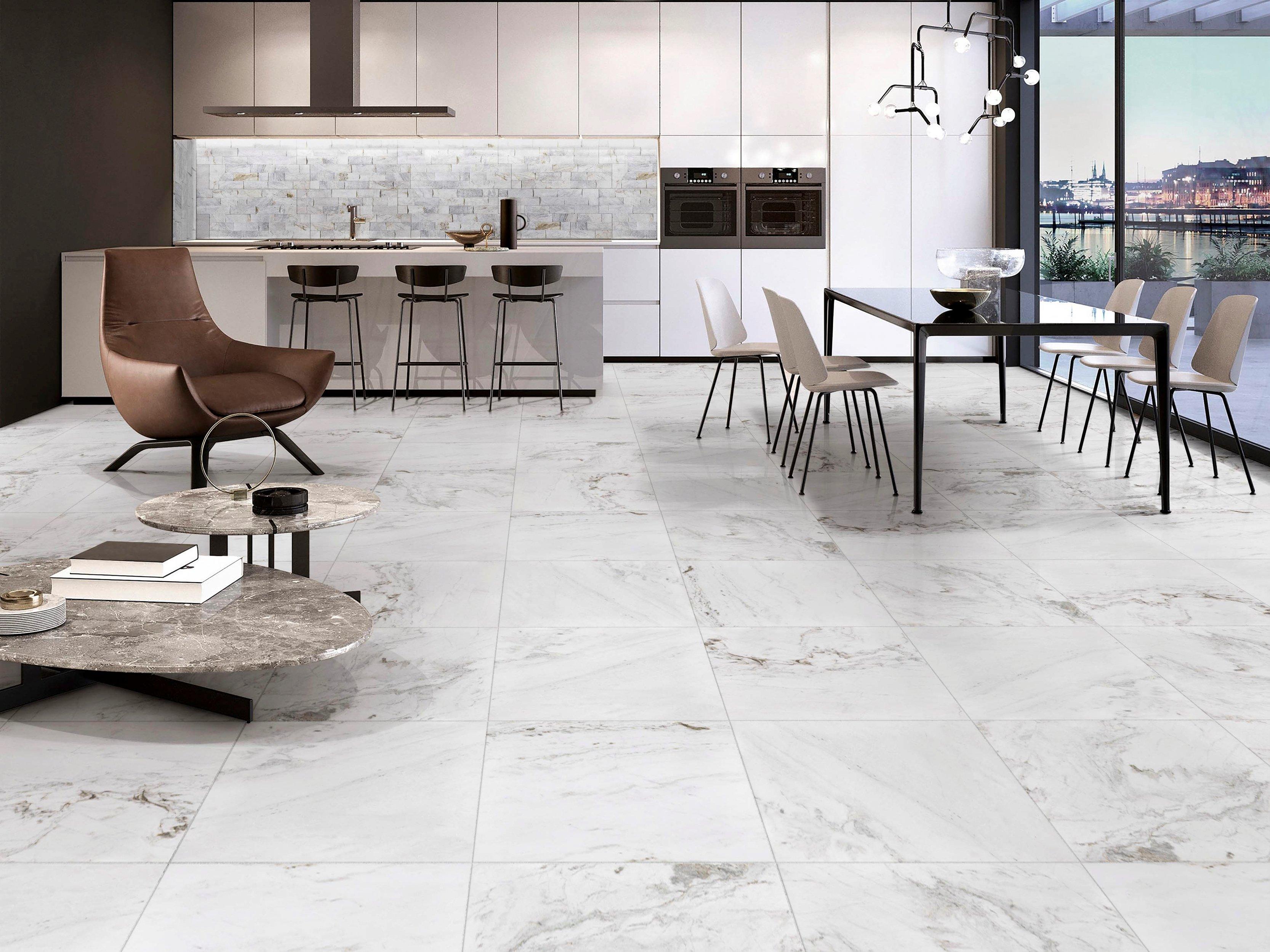 Bianco Orion II Honed Marble Tile