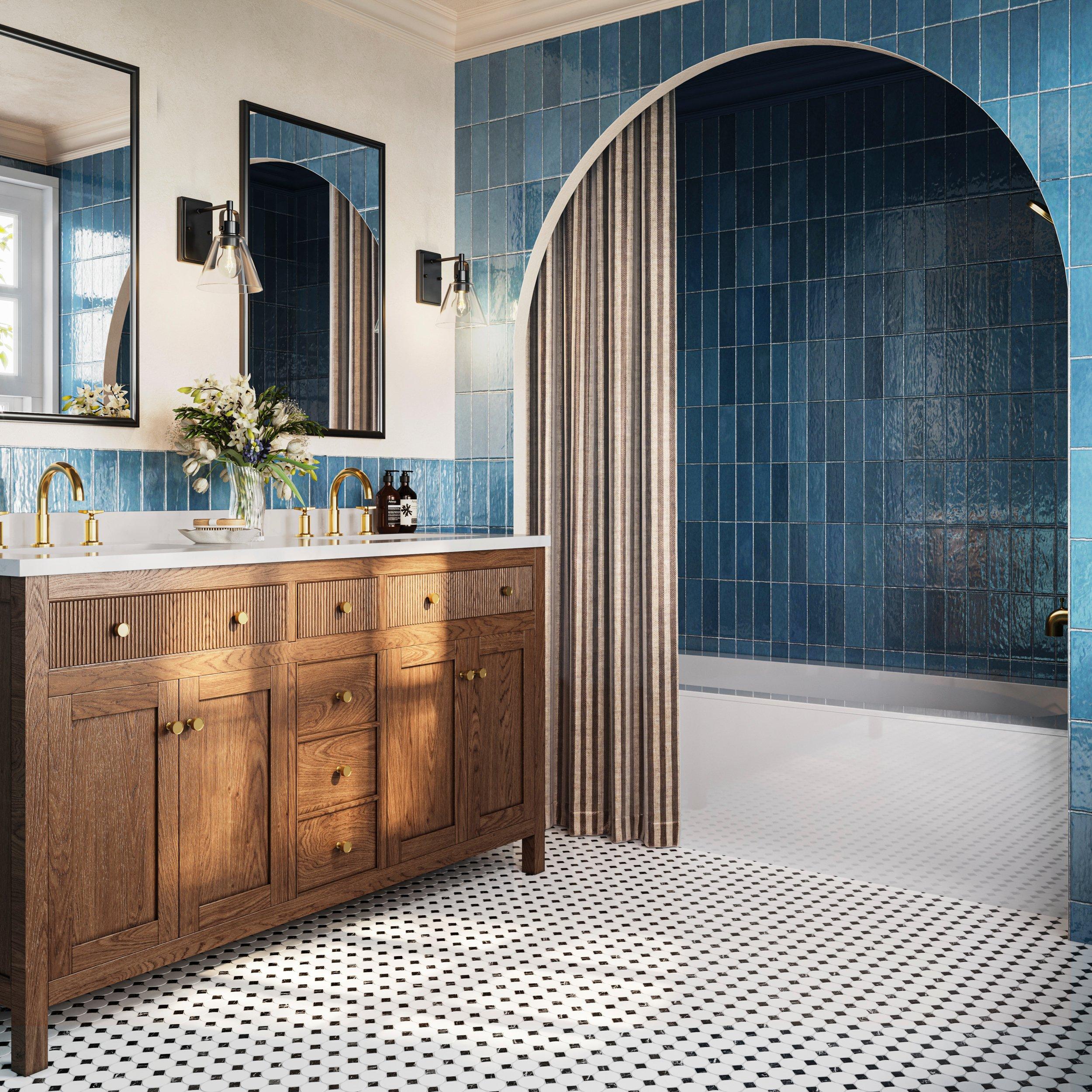 Tris Brushed Gold Tub and Shower Combination