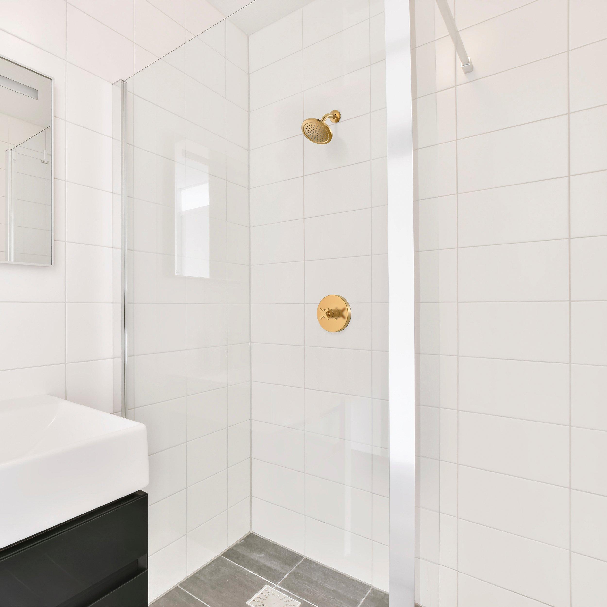 Tris Brushed Gold Tub and Shower Combination