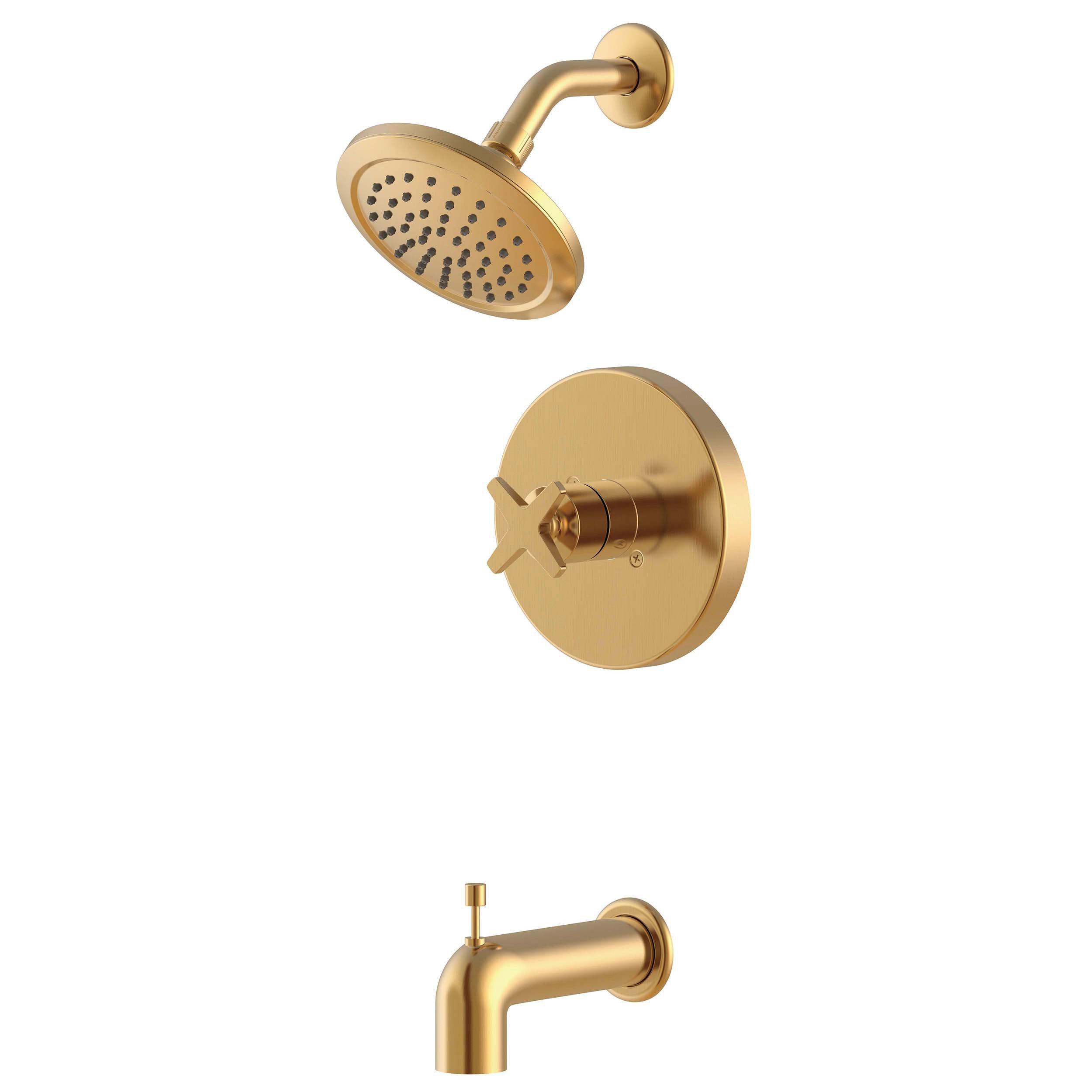 Tris Brushed Gold Tub and Shower Combination