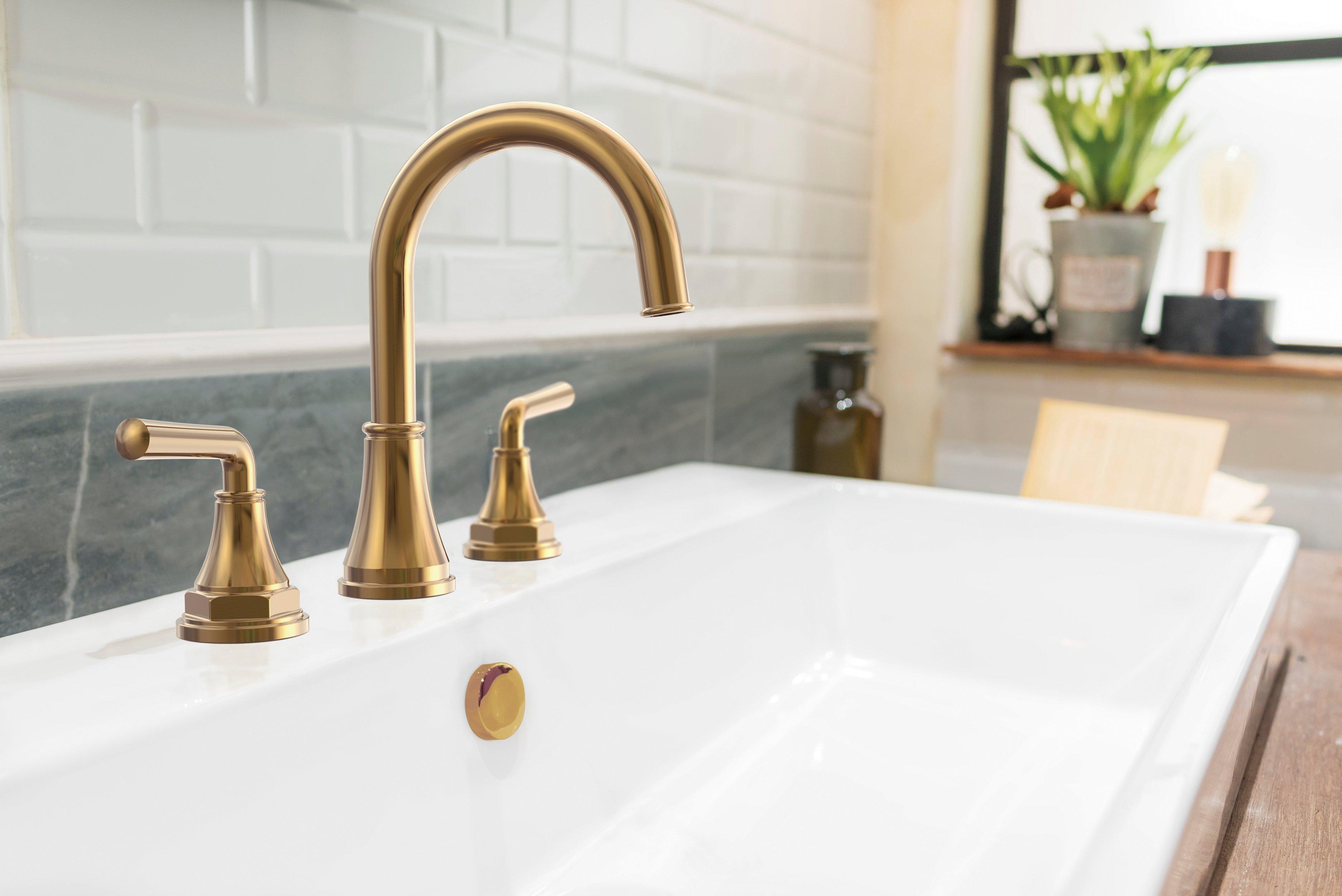 Tano 8 in. Widespread Brushed Gold Bath Faucet