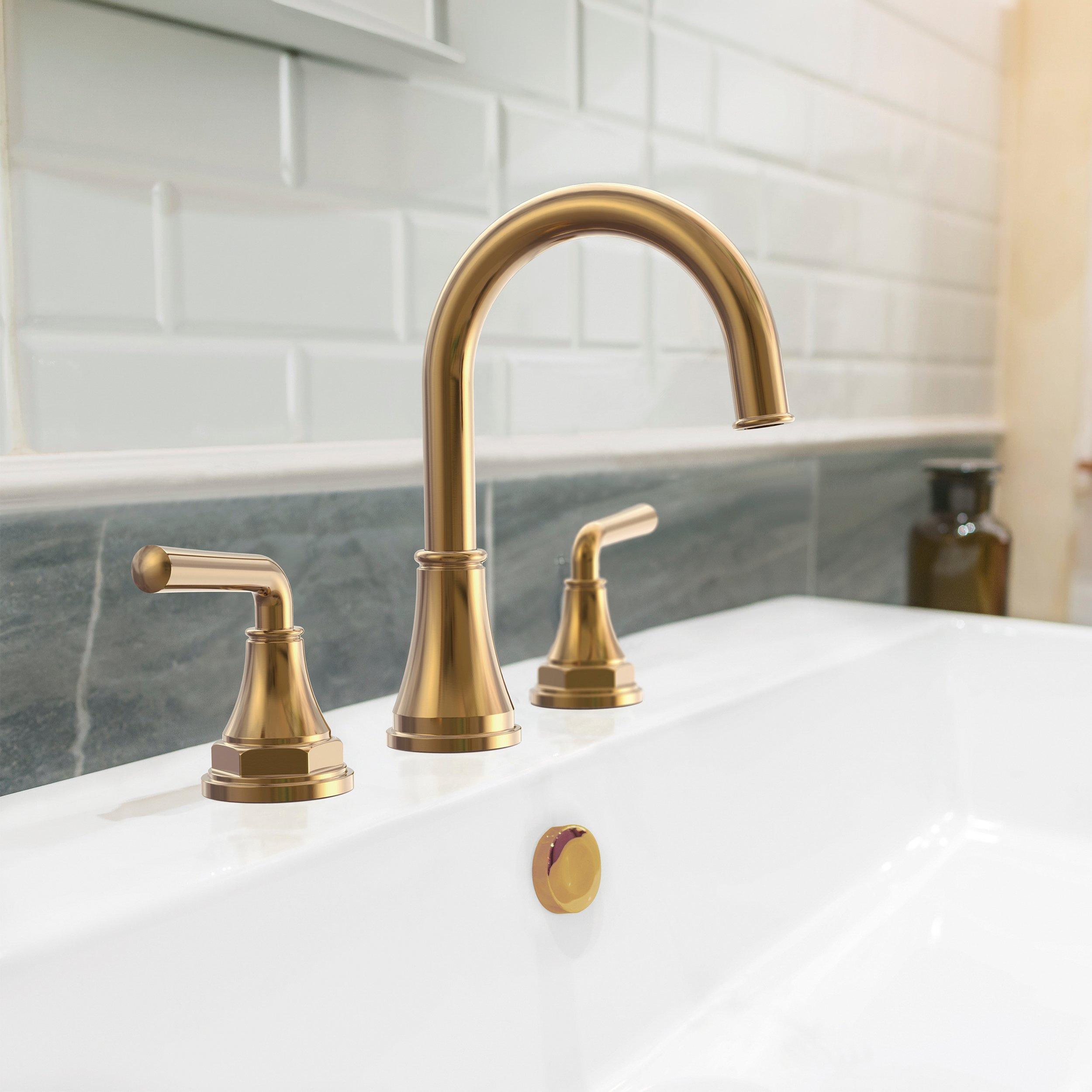 Tano 8 in. Widespread Brushed Gold Bath Faucet