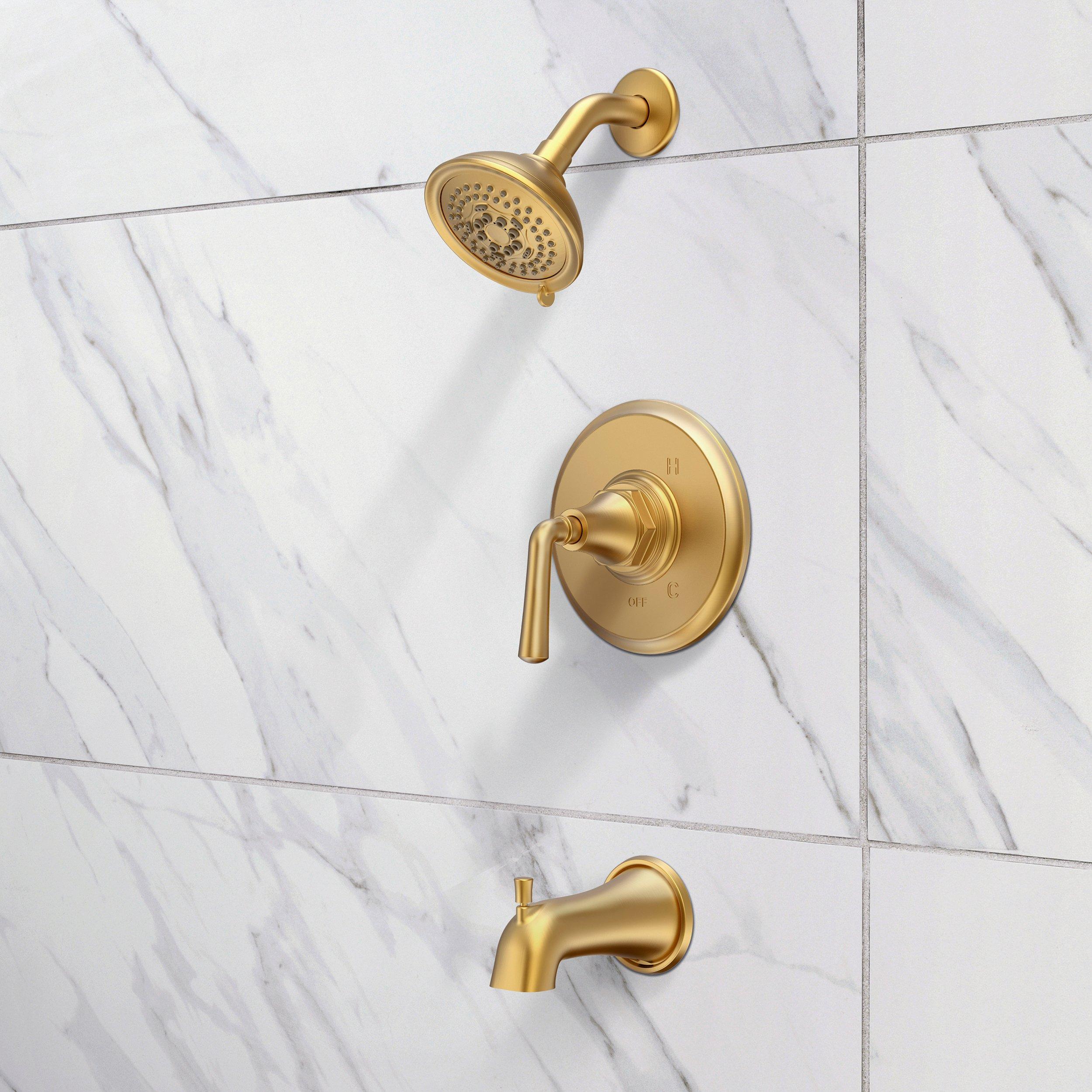 Tano Brushed Gold Shower and Tub Combination