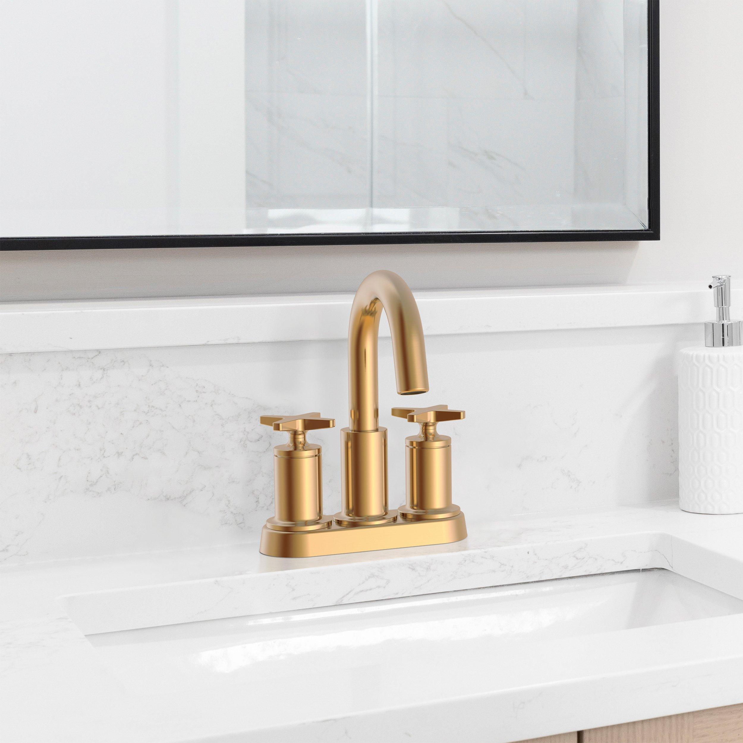Tris 4 in. Centerset Brushed Gold Bath Faucet
