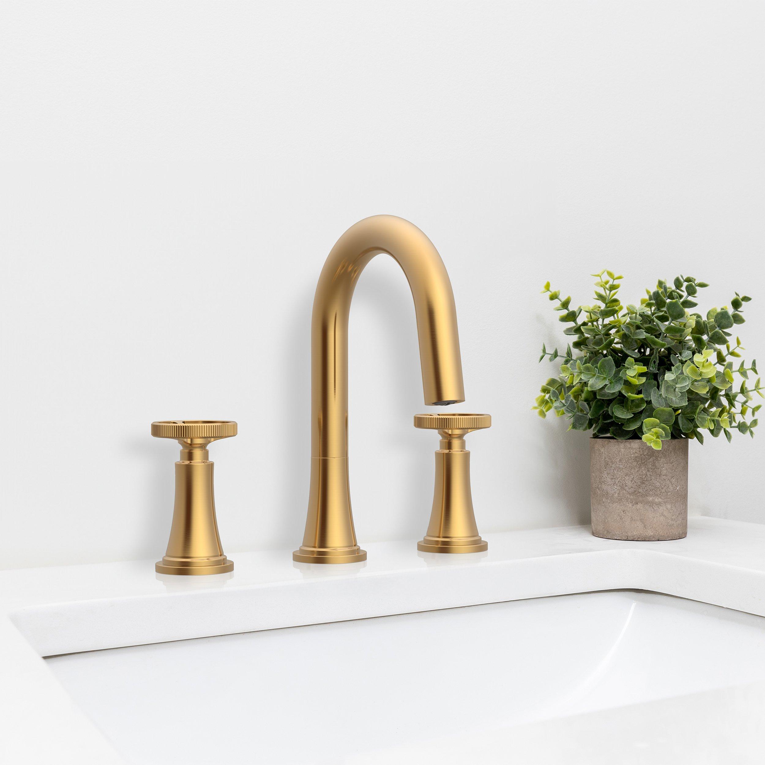 Abbey 8 in. Widespread Brushed Gold Bath Faucet