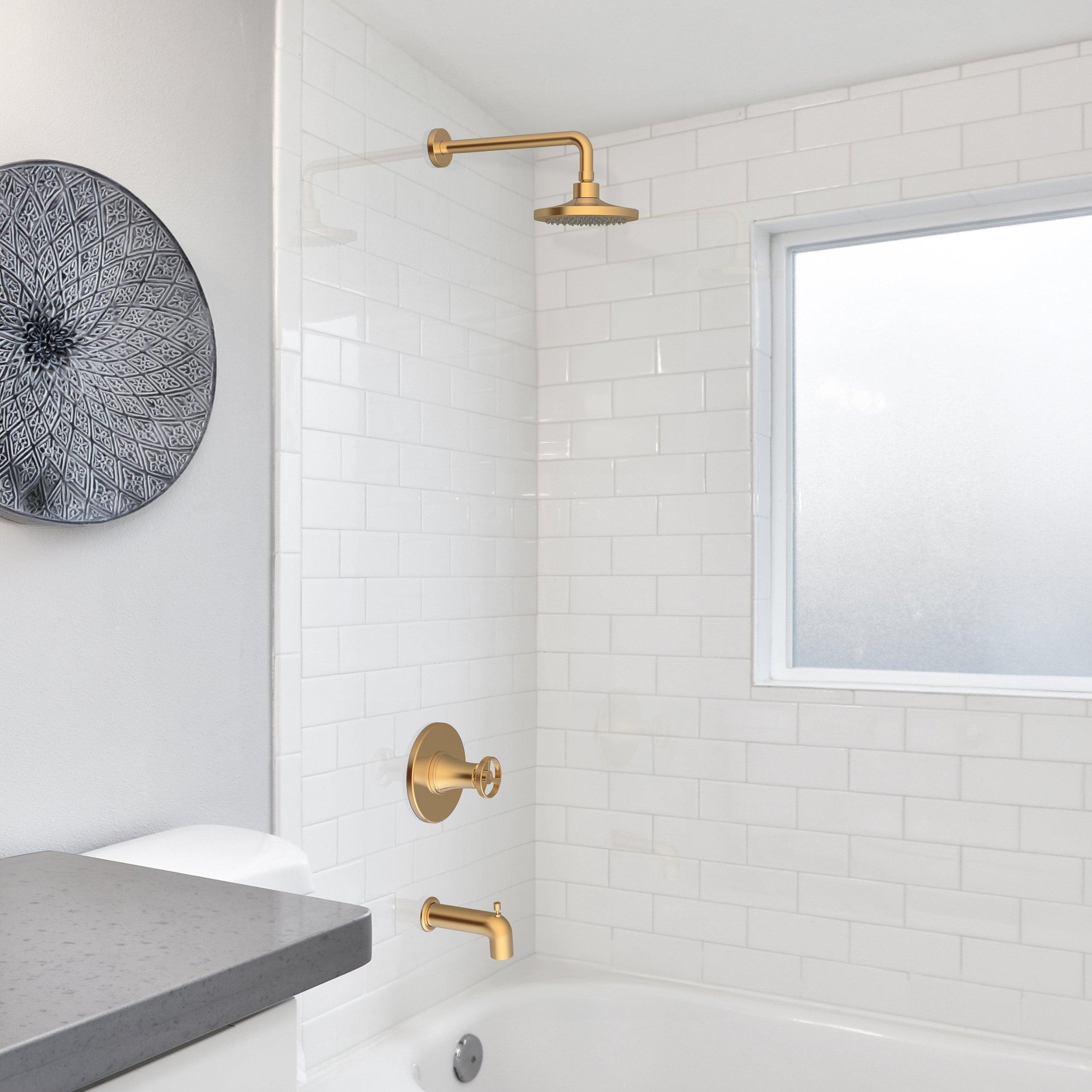 Abbey Brushed Gold Shower and Tub Combination