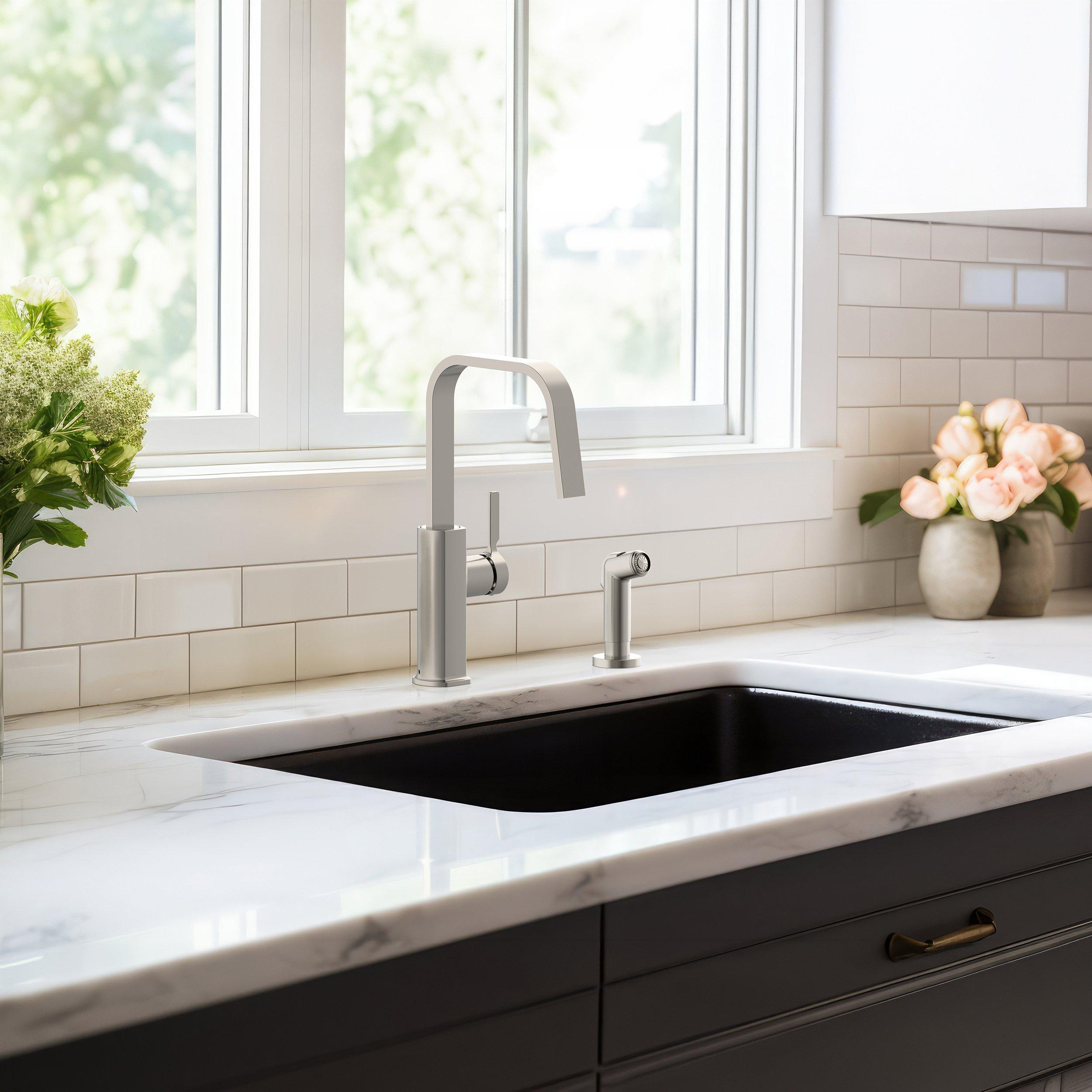 Alana Brushed Nickel Ribbon Spout Kitchen Faucet