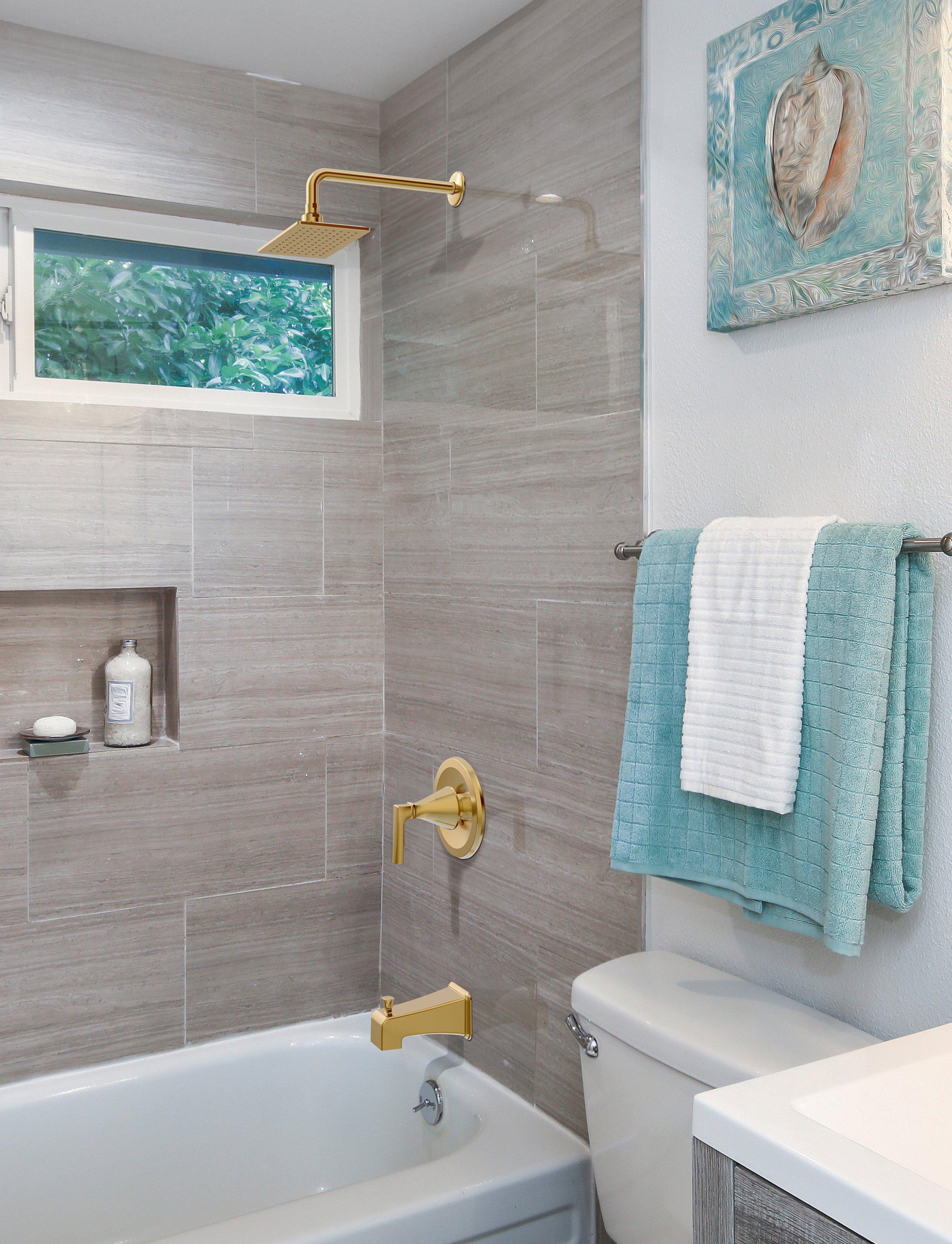 Harper Brushed Gold Shower and Tub Combination