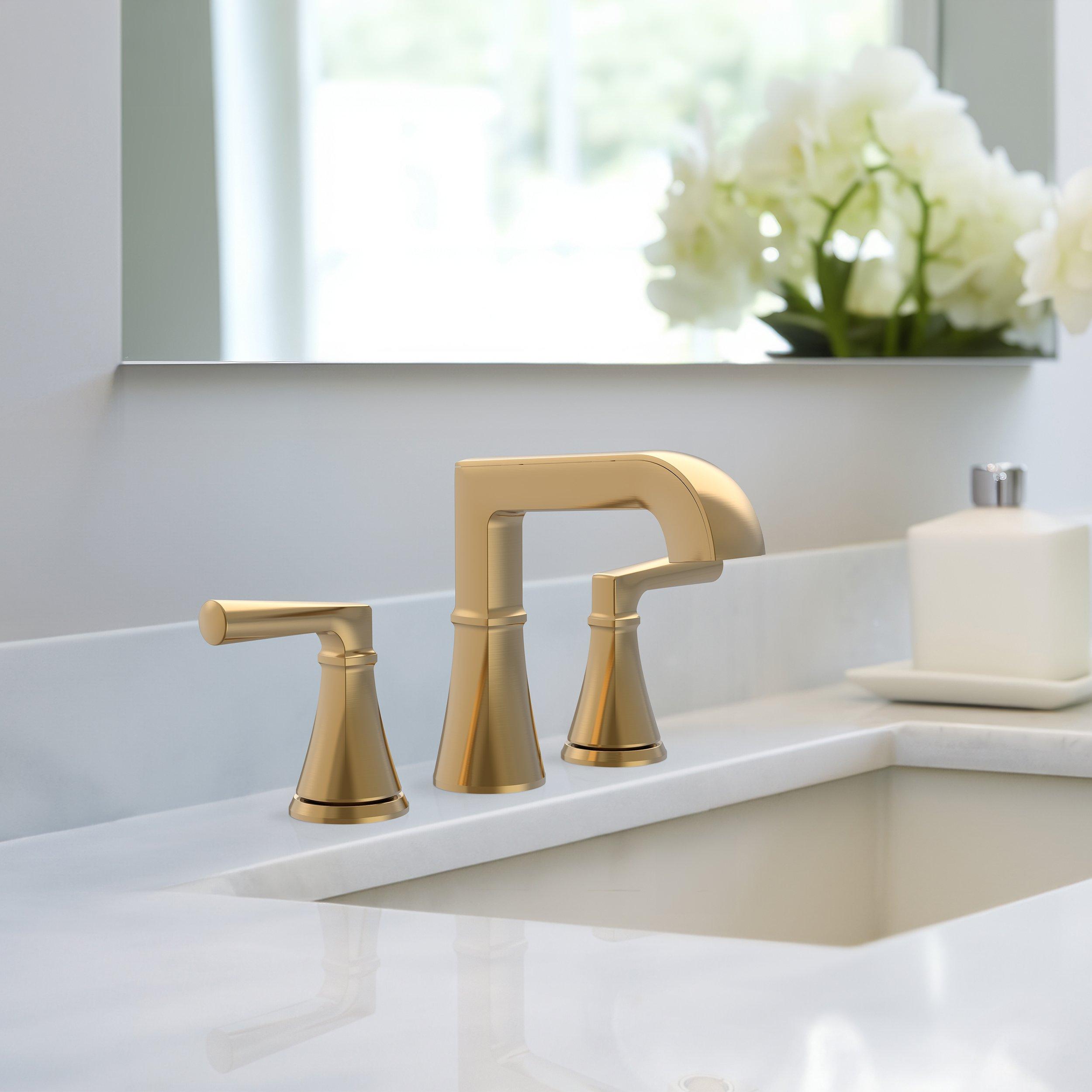 Harper 8 in. Widespread Brushed Gold Bath Faucet