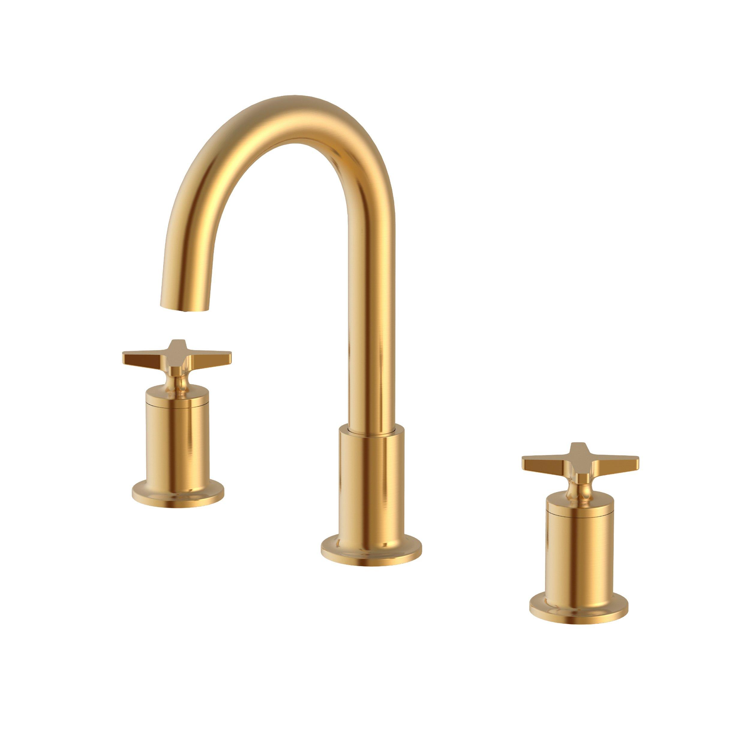 Tris 8 in. Widespread Brushed Gold Bath Faucet