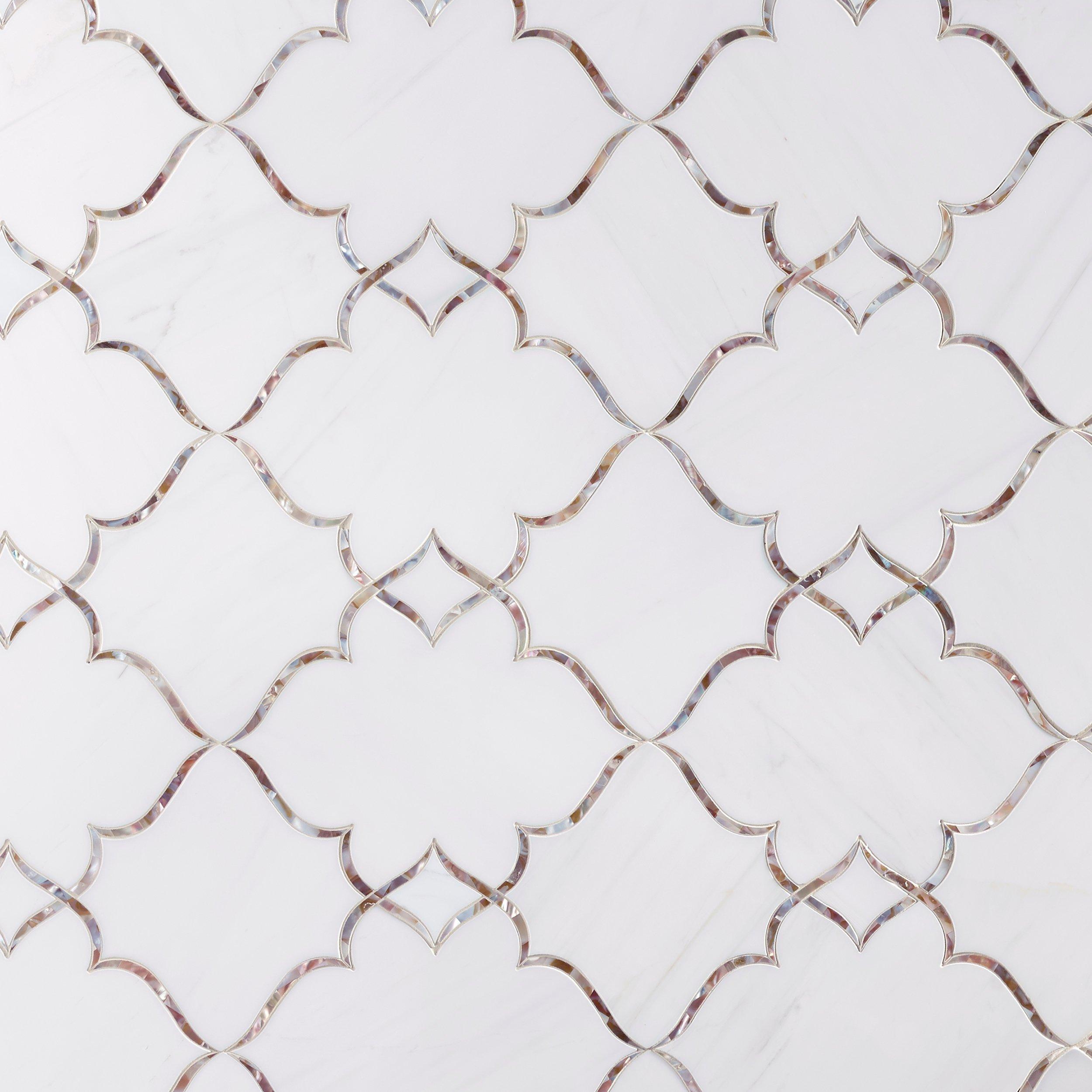 Kali Dolomite Mother of Pearl Waterjet Polished Marble Mosaic