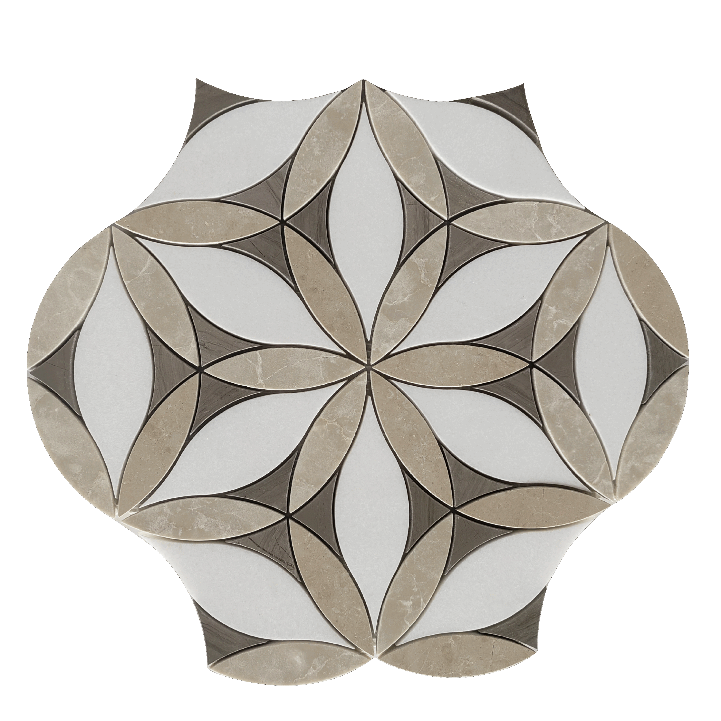 Rome Botticino Valentino Thassos Polished Marble Waterjet Mosaic