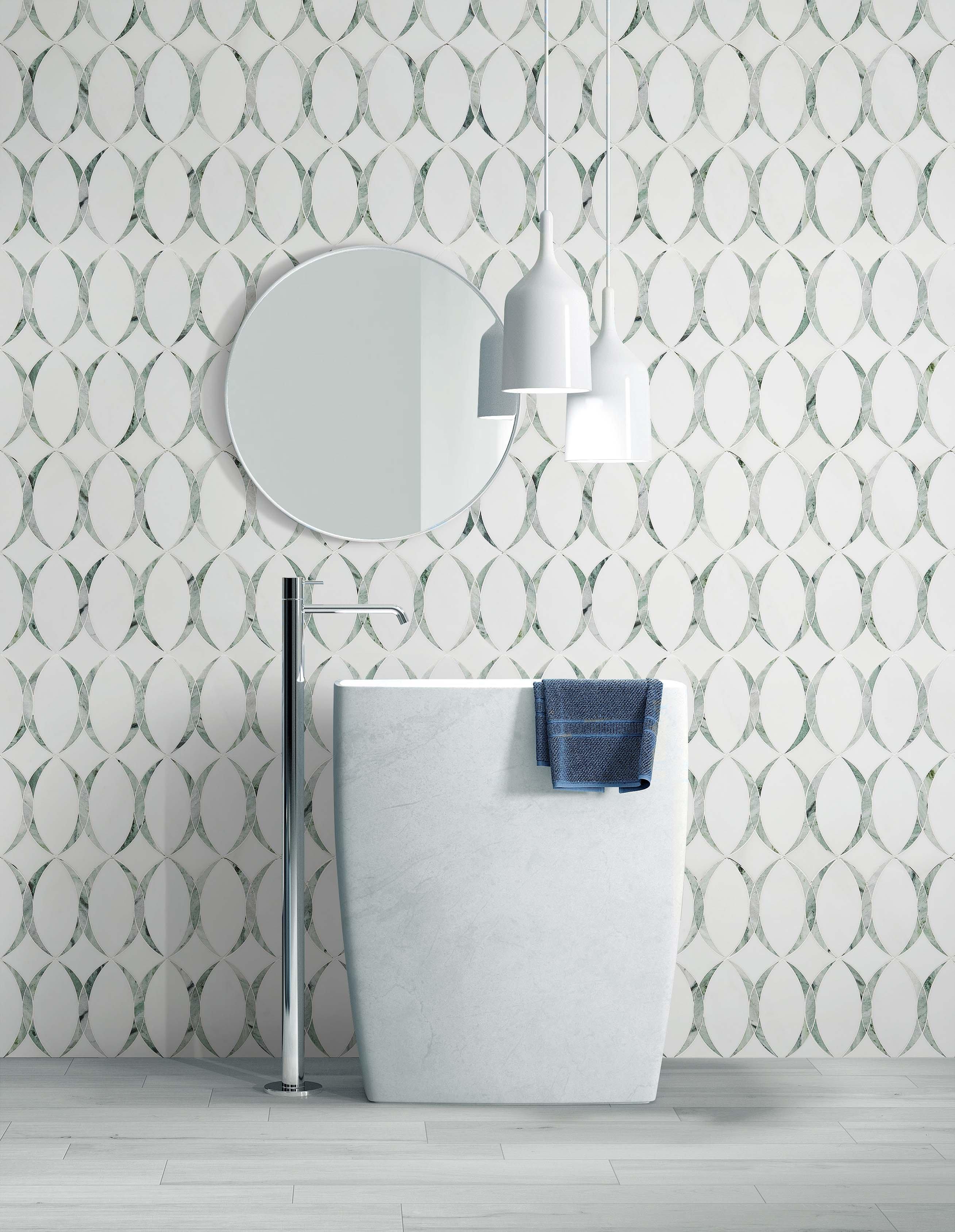 Collette Dolomite Raggio Verde Waterjet Mosaic