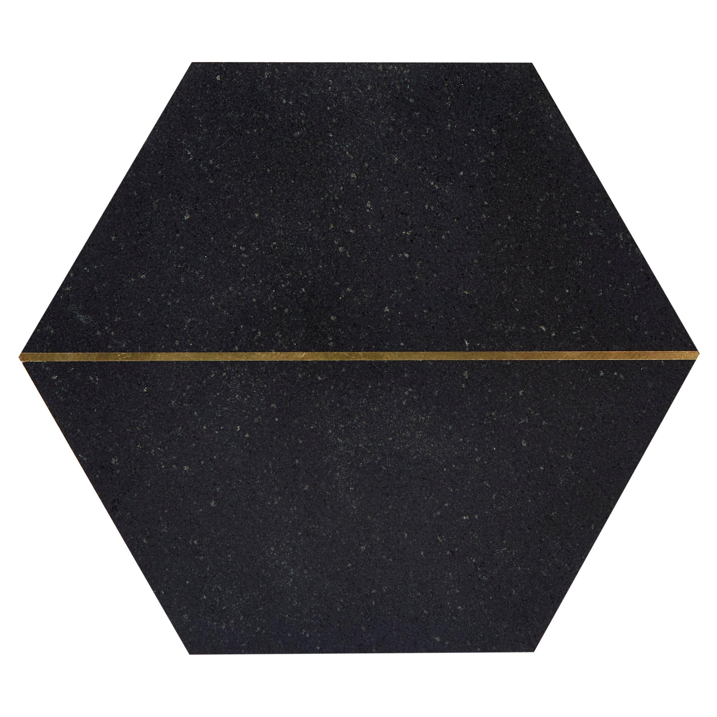 Jet Black Gold Hexagon Honed Basalt Tile