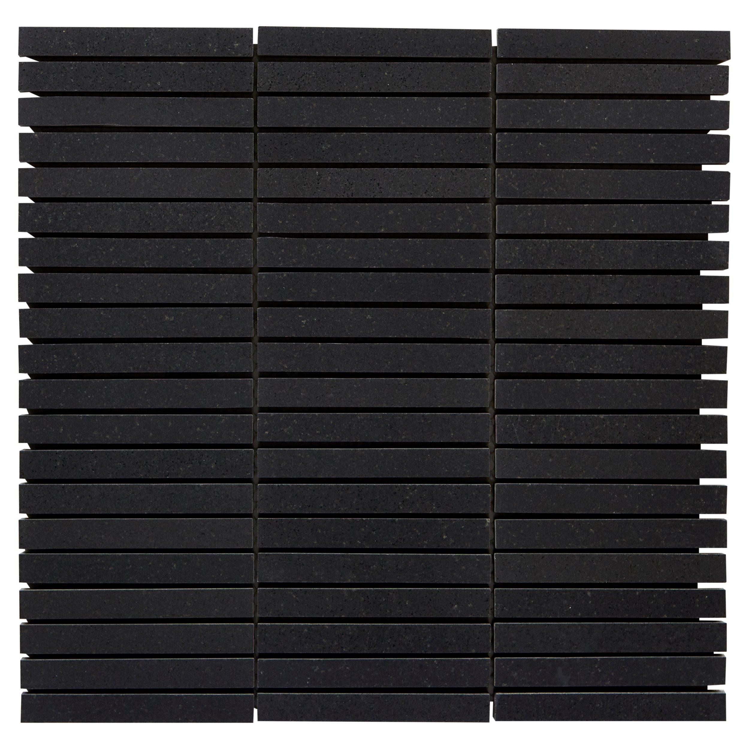 Jet Black Stack Honed Basalt Mosaic