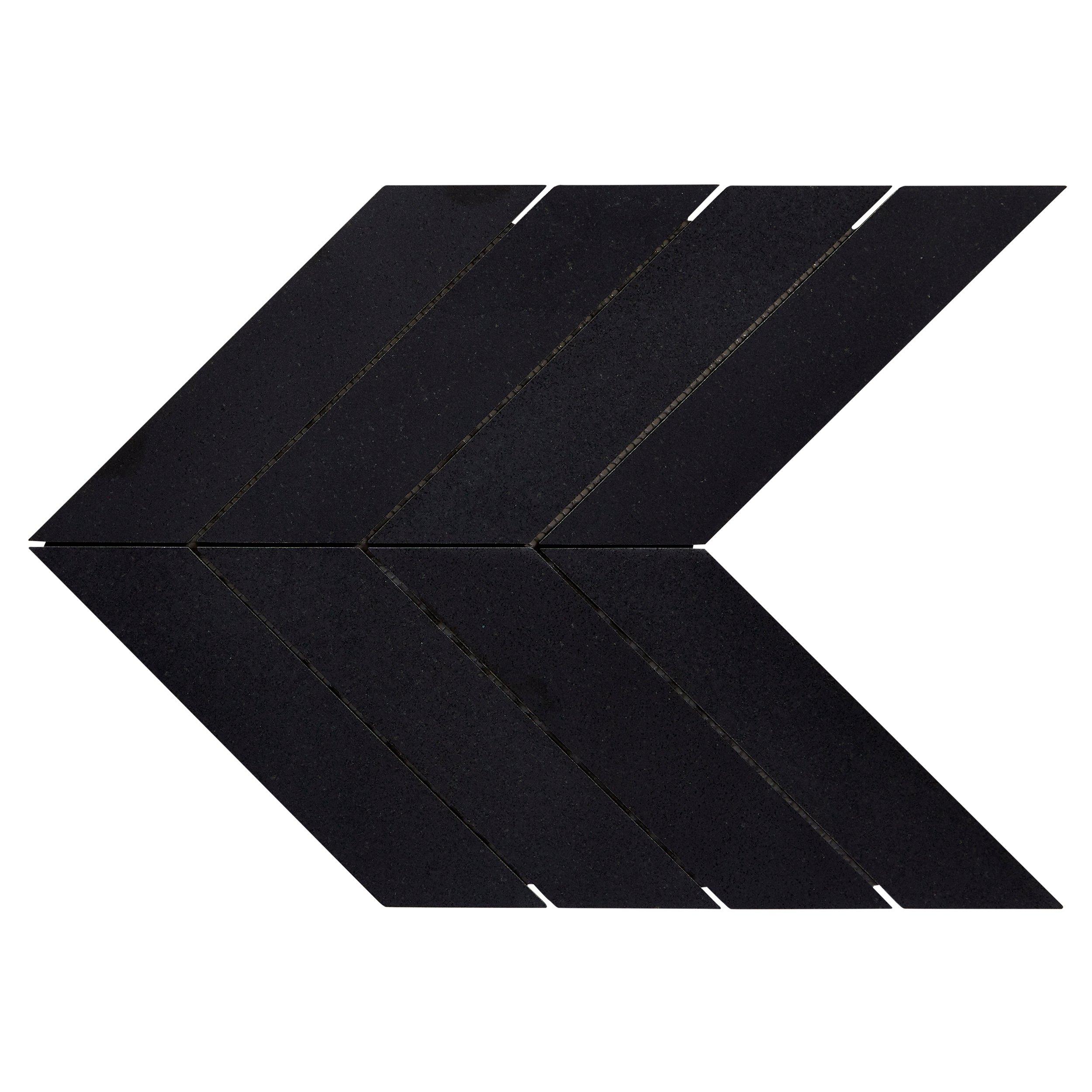 Jet Black Chevron Honed Basalt Mosaic