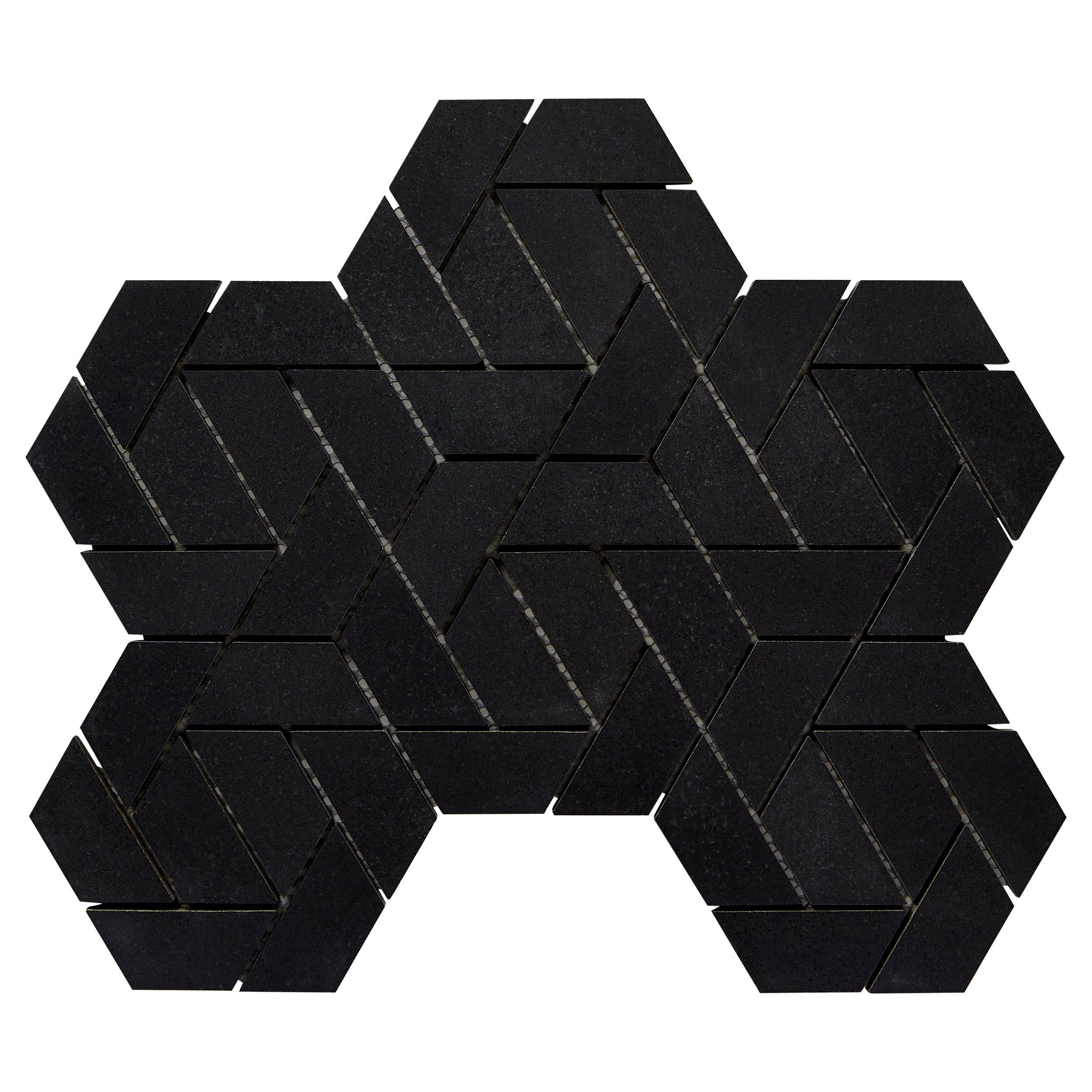 Jet Black Pinion Honed Basalt Mosaic