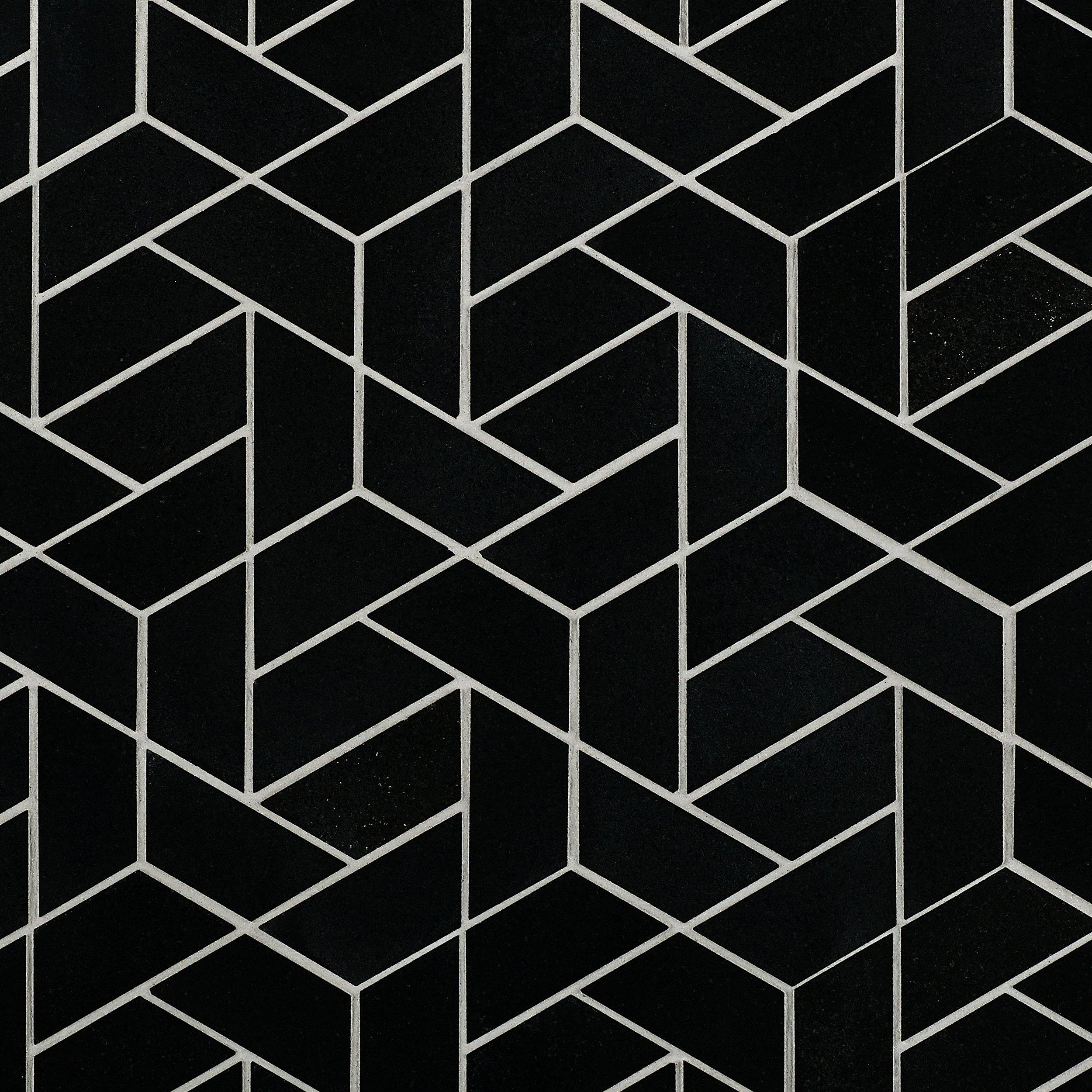 Jet Black Pinion Honed Basalt Mosaic