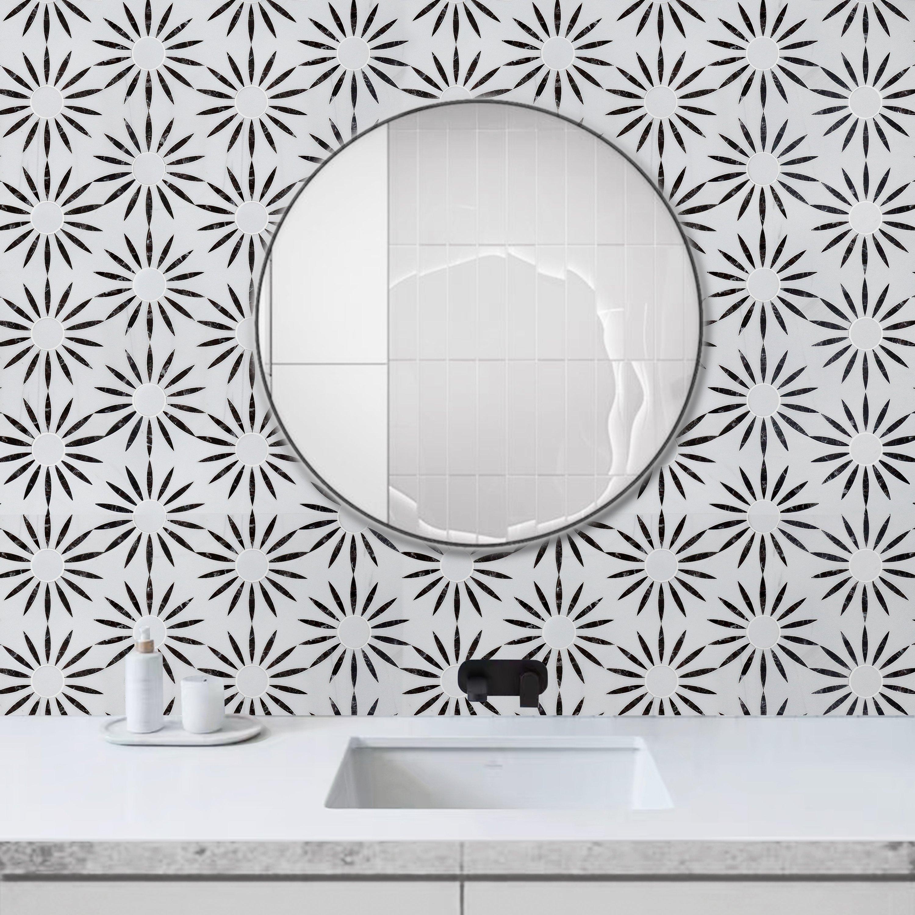 Soleil Rosso Waterjet Polished Marble Mosaic