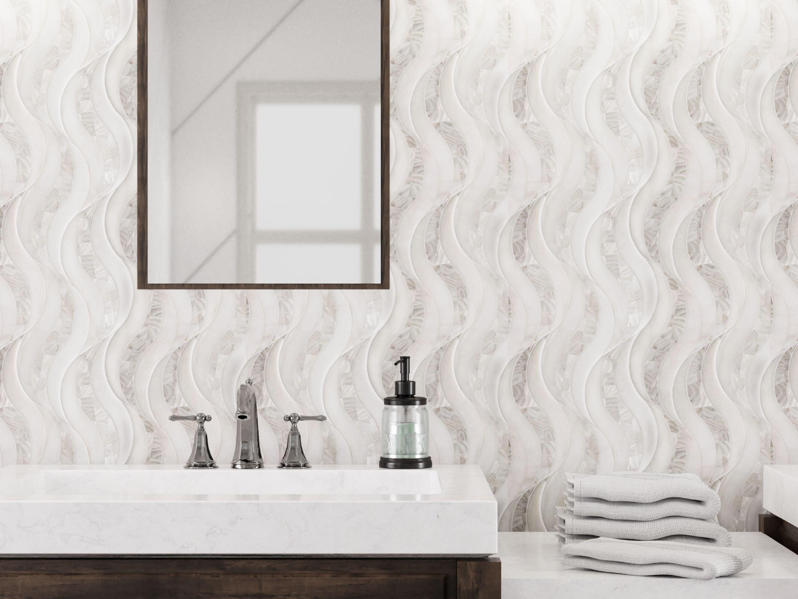 Hydra Calacatta Mother of Pearl Thassos Waterjet Marble Mosaic