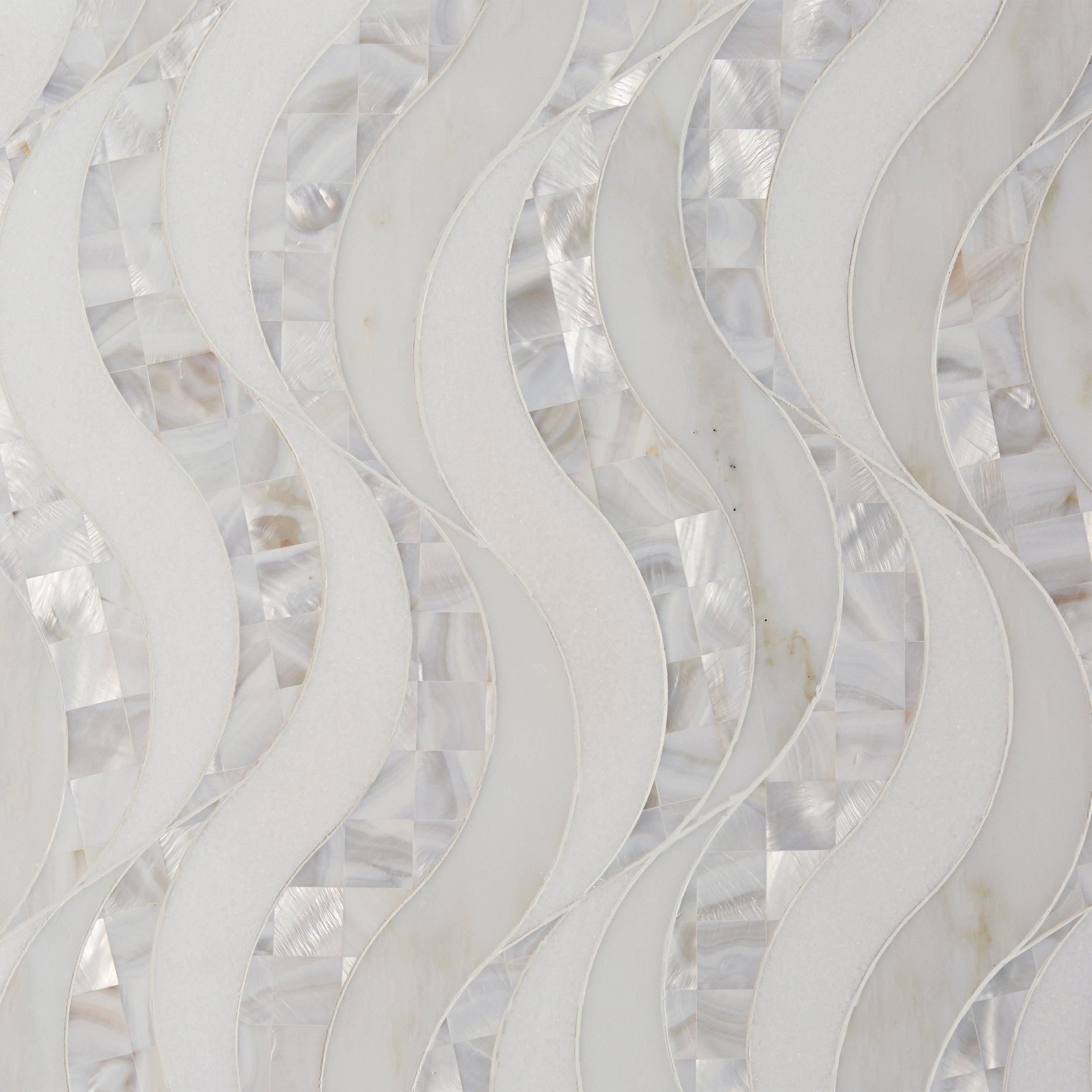 Hydra Calacatta Mother of Pearl Thassos Waterjet Marble Mosaic
