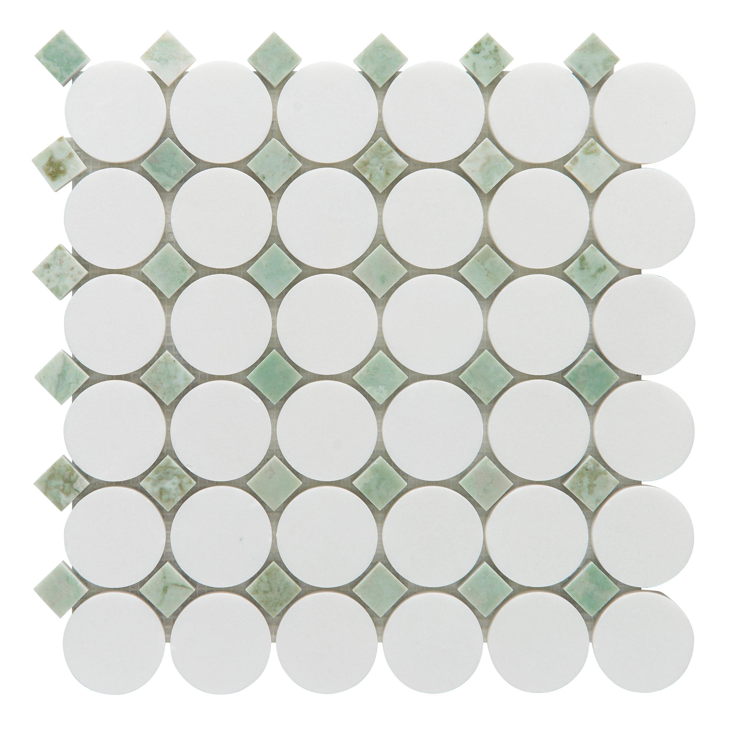 Green Thassos Maverick Polished Marble Mosaic