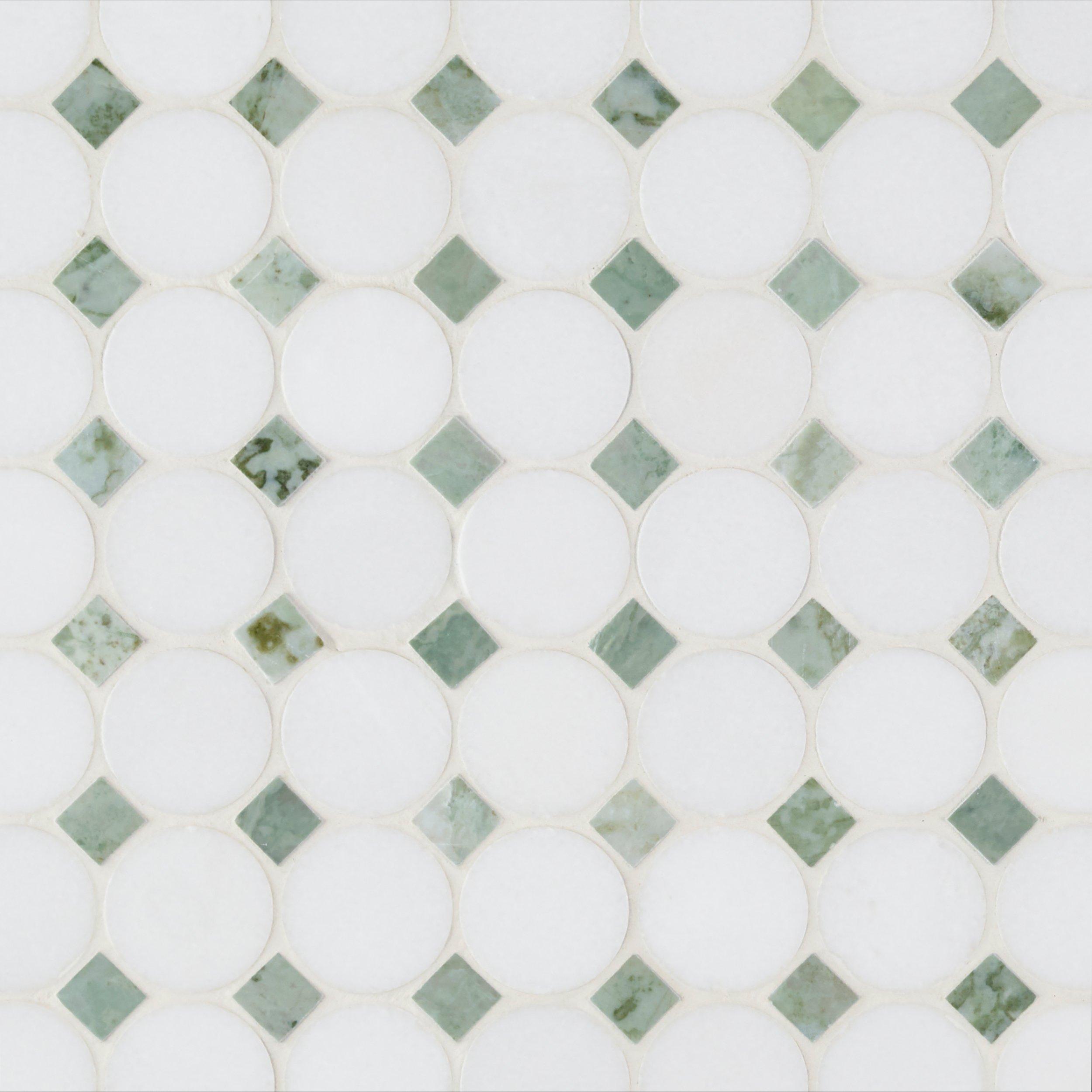 Green Thassos Maverick Polished Marble Mosaic