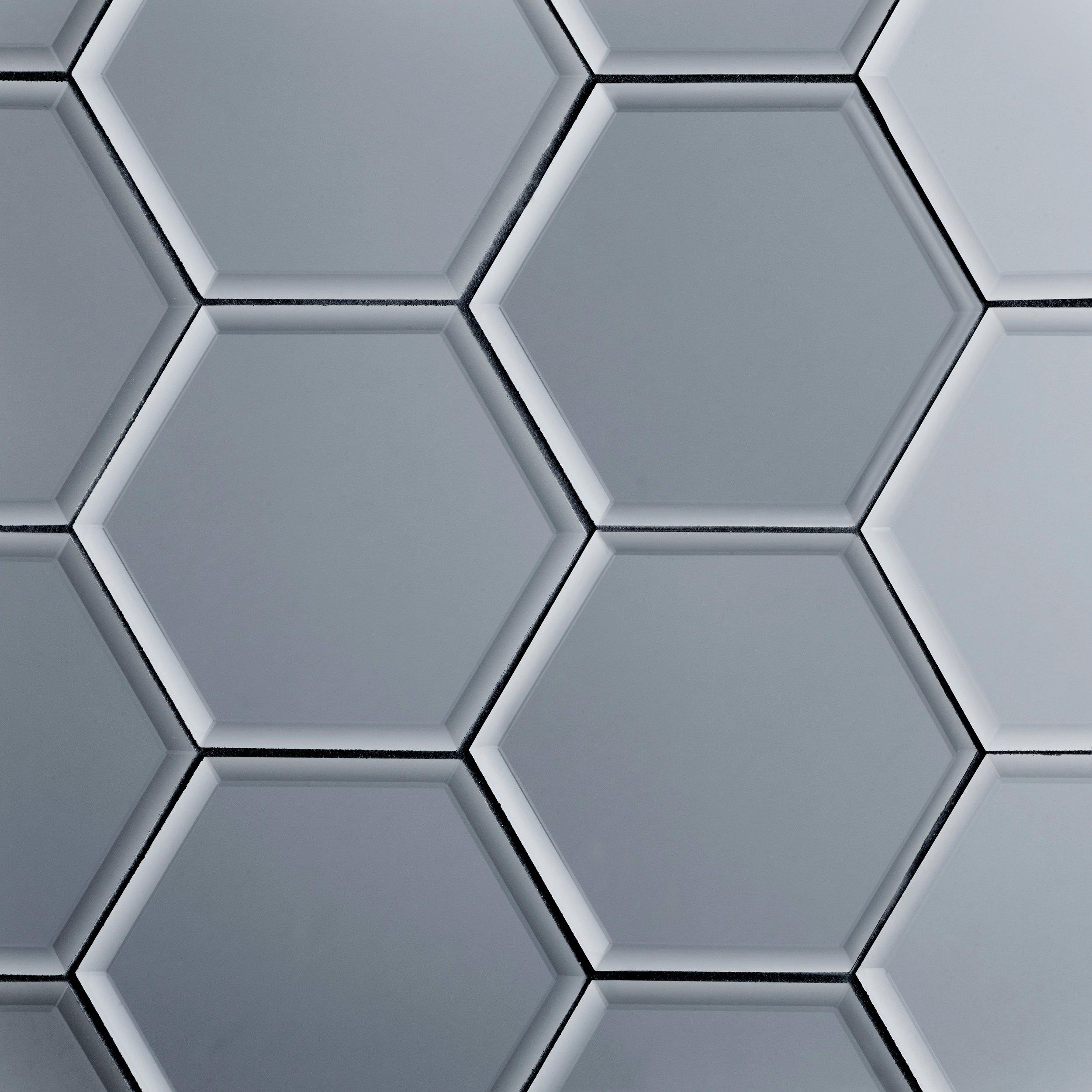 Carbon Reflection Hexagon Glass Mosaic