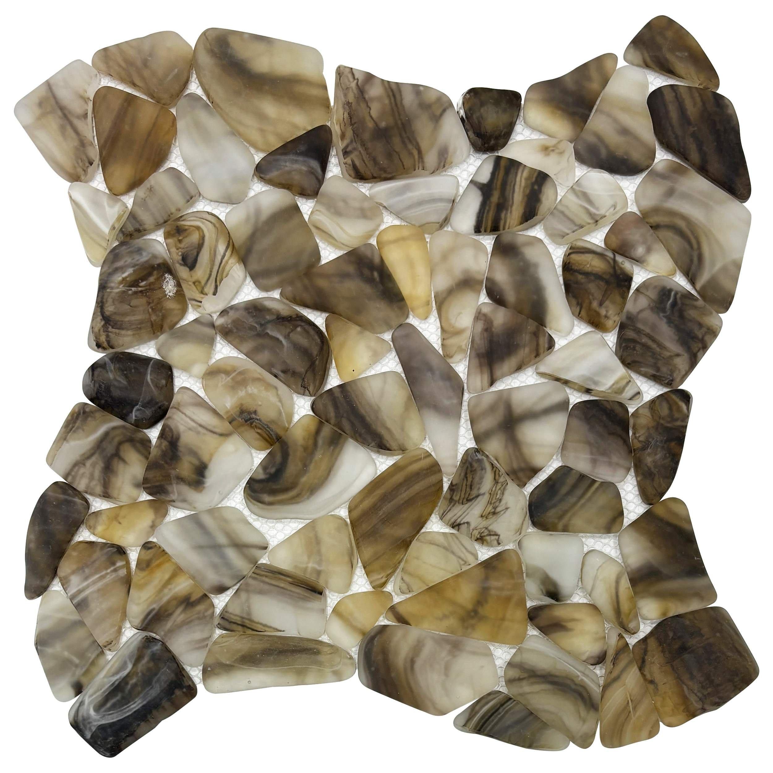 Mocha Frosted Matte Pebble Mosaic