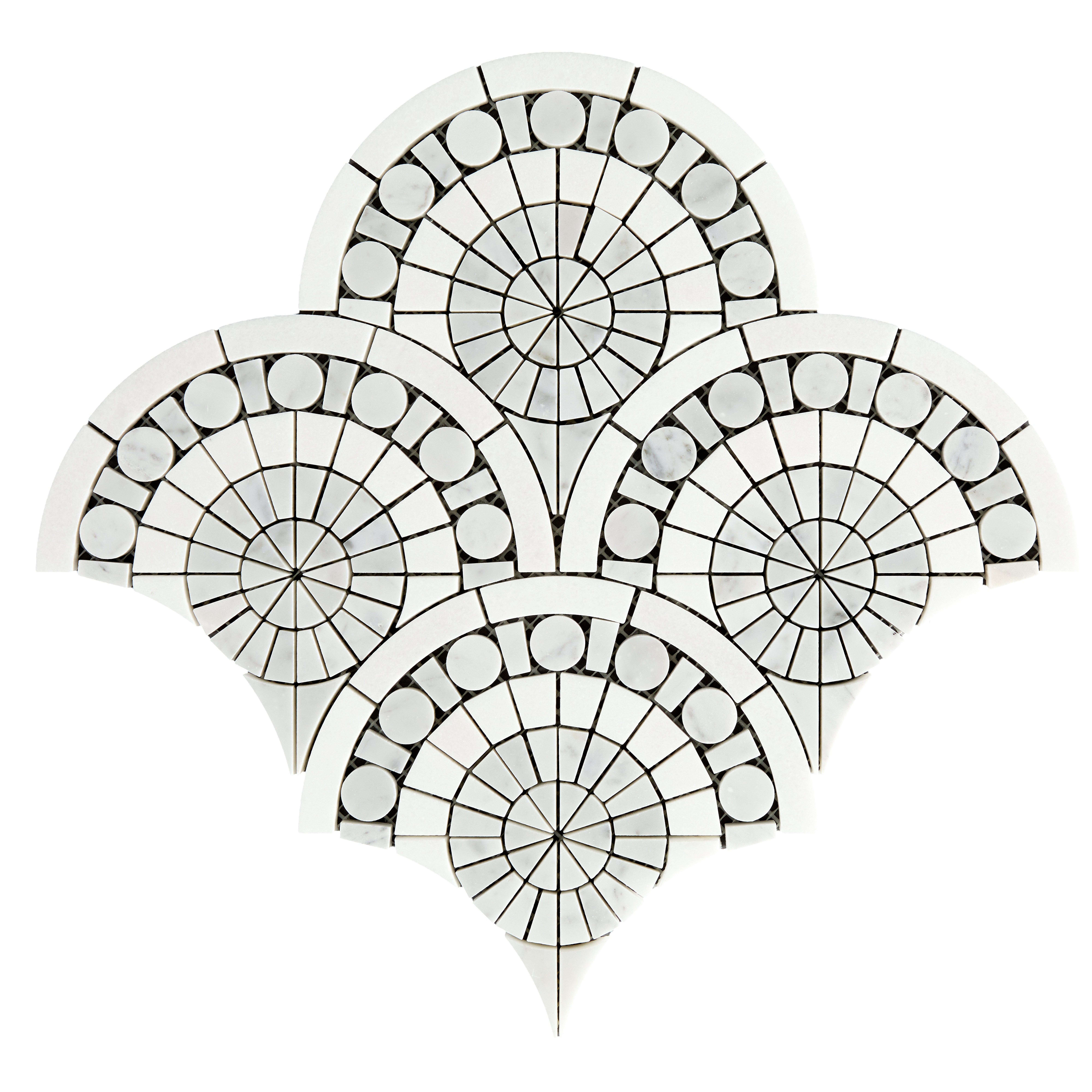 Stella Thassos Bianco Carrara Waterjet Polished Marble Mosaic