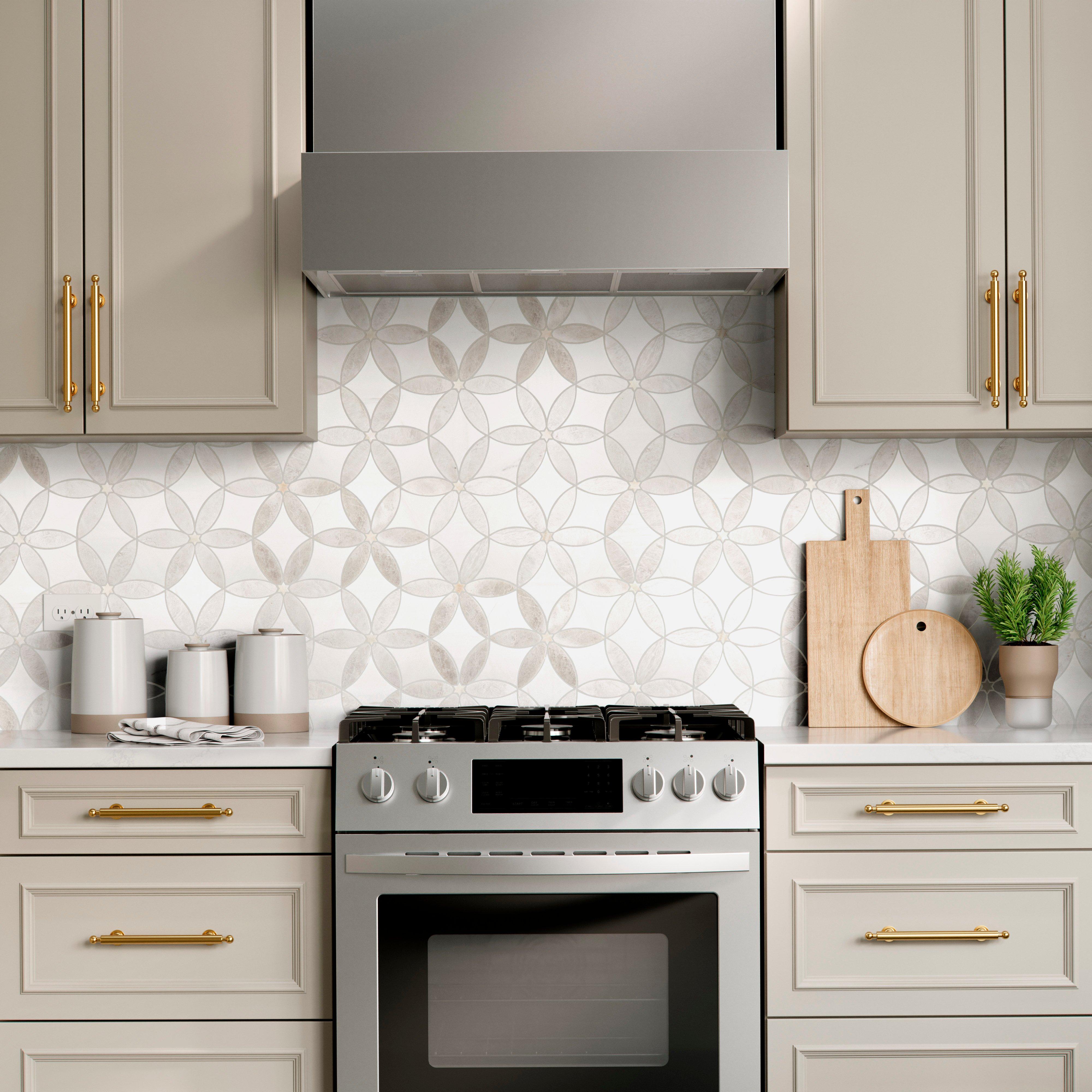 Zermatt Iceberg Dolomite Polished Waterjet Marble Mosaic