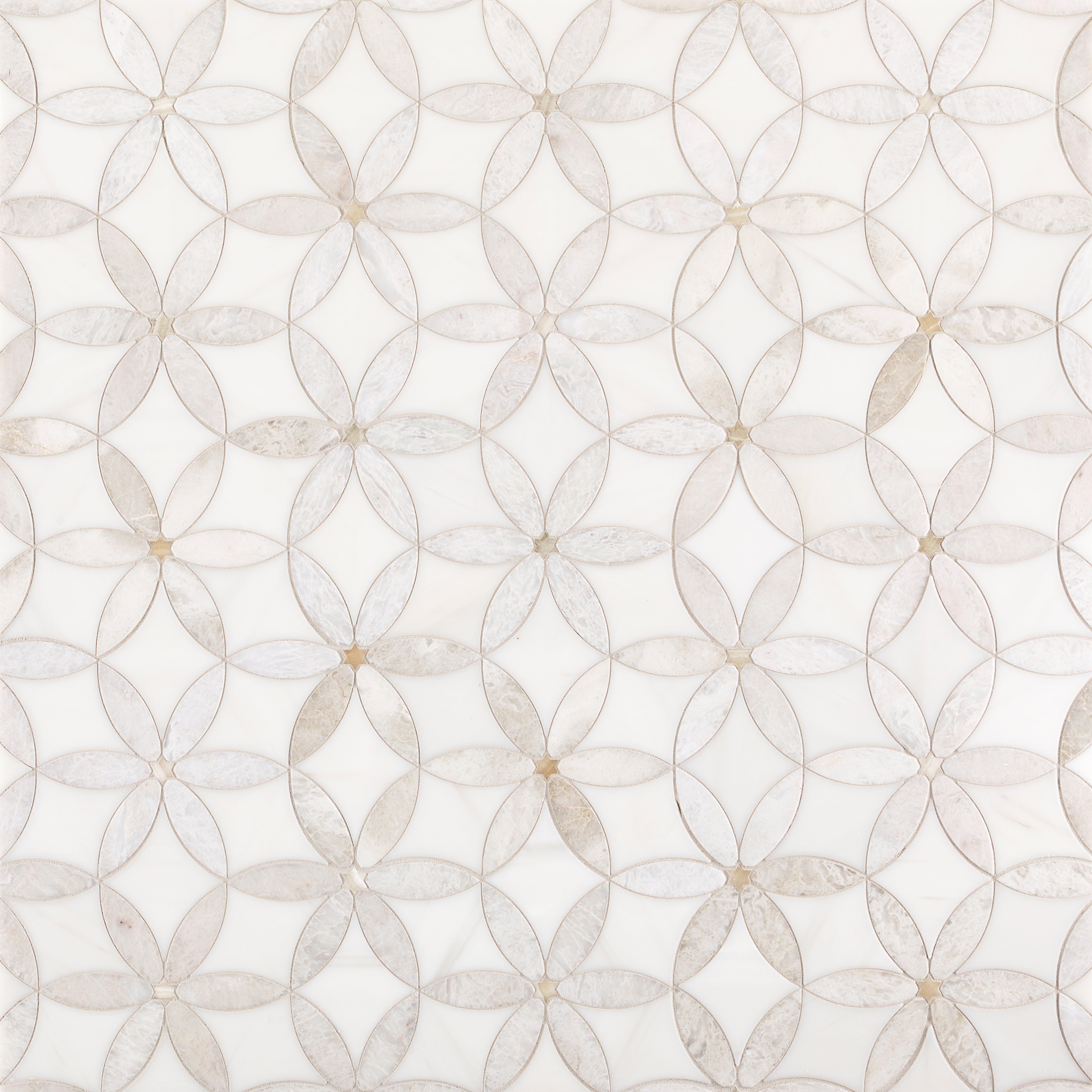 Zermatt Iceberg Dolomite Polished Waterjet Marble Mosaic