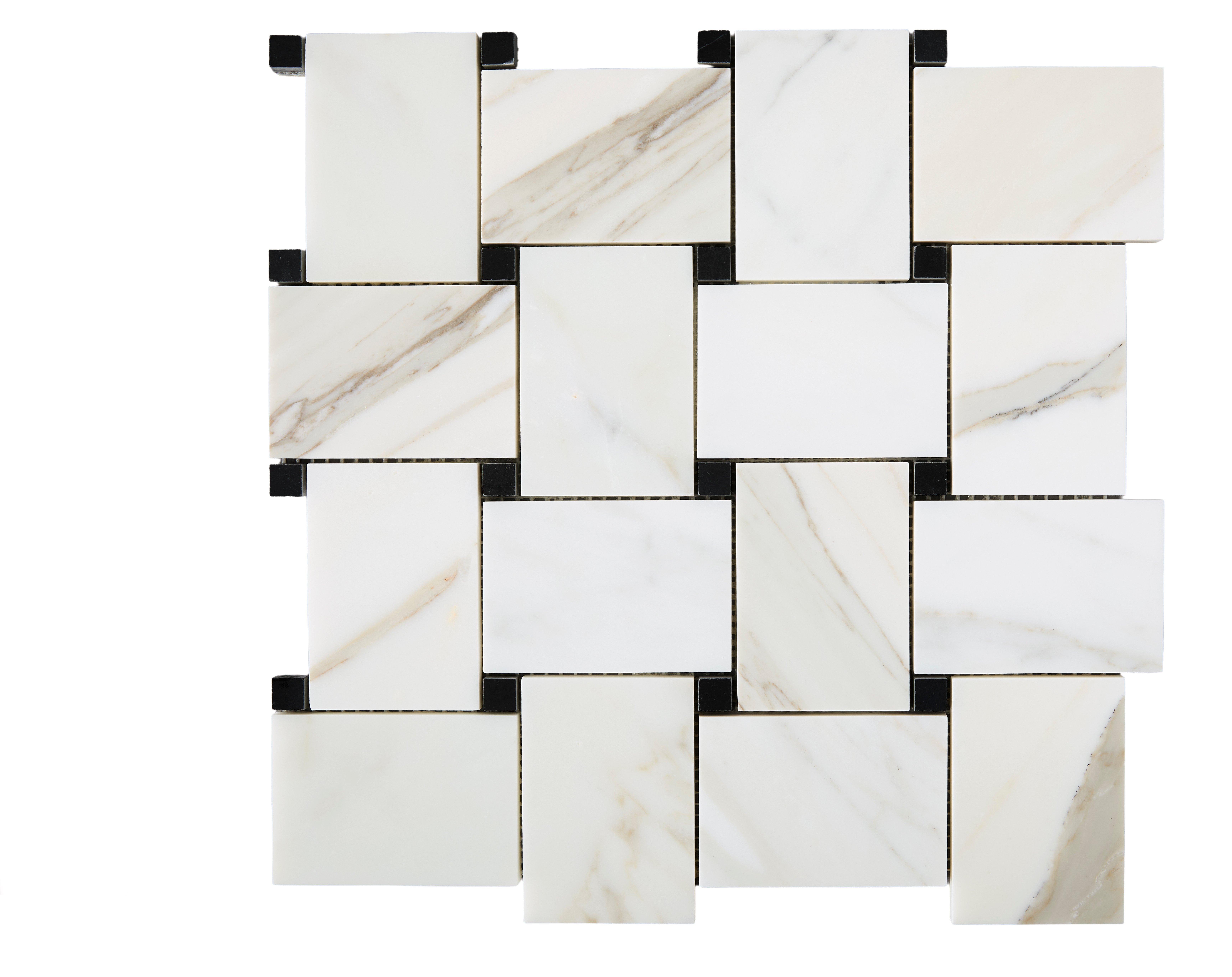 Calacatta Basketweave Honed Marble Mosaic