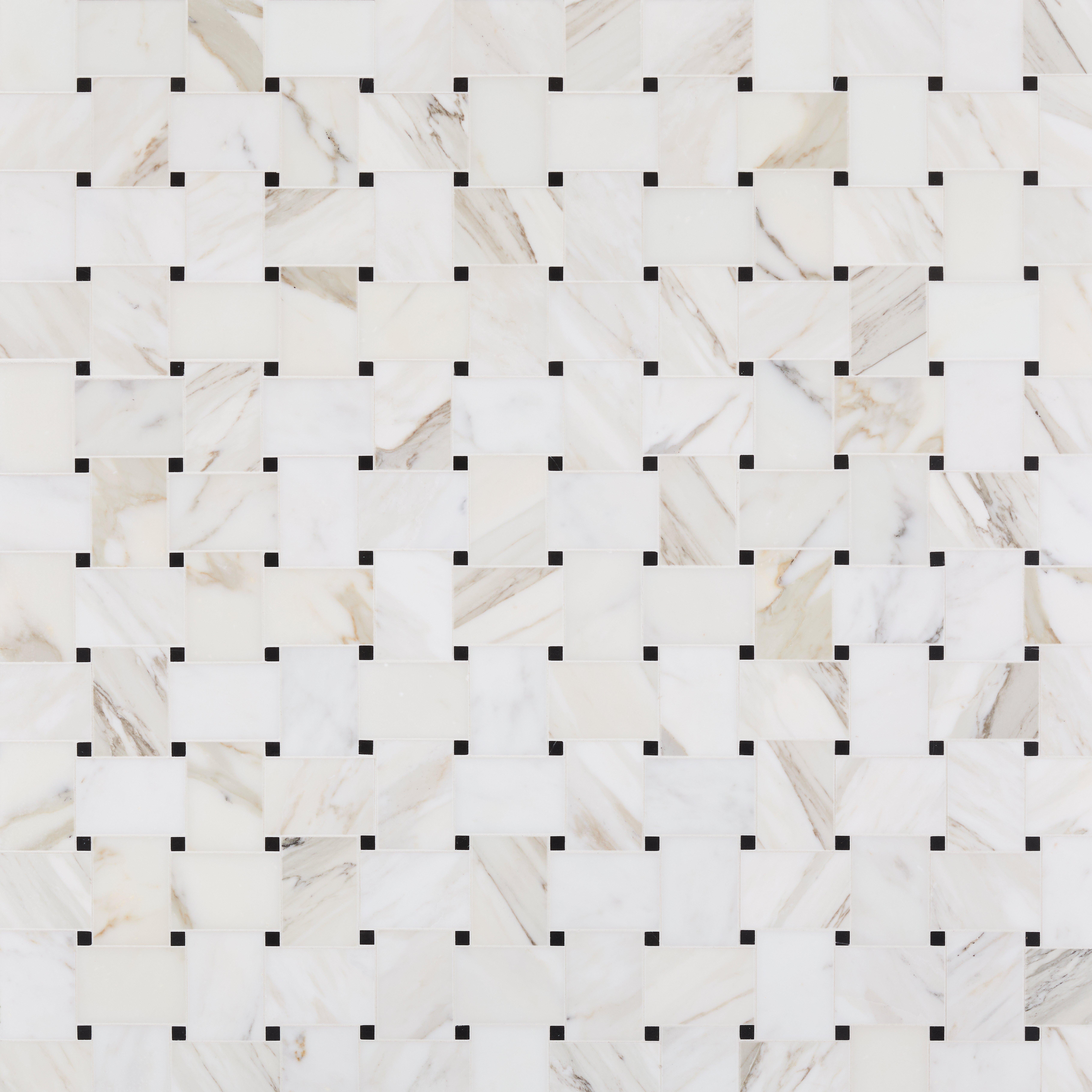 Calacatta Basketweave Honed Marble Mosaic