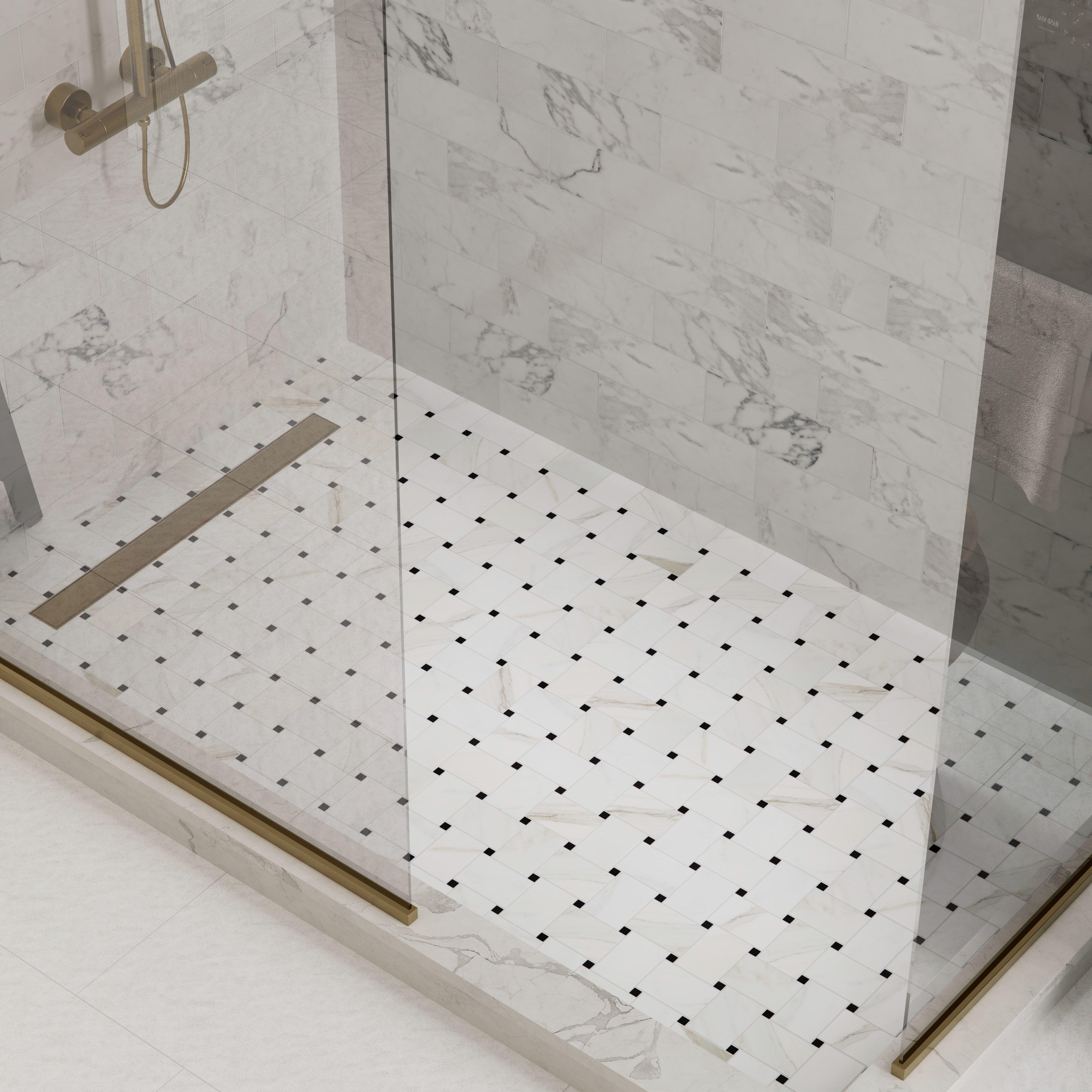 Calacatta Basketweave Honed Marble Mosaic