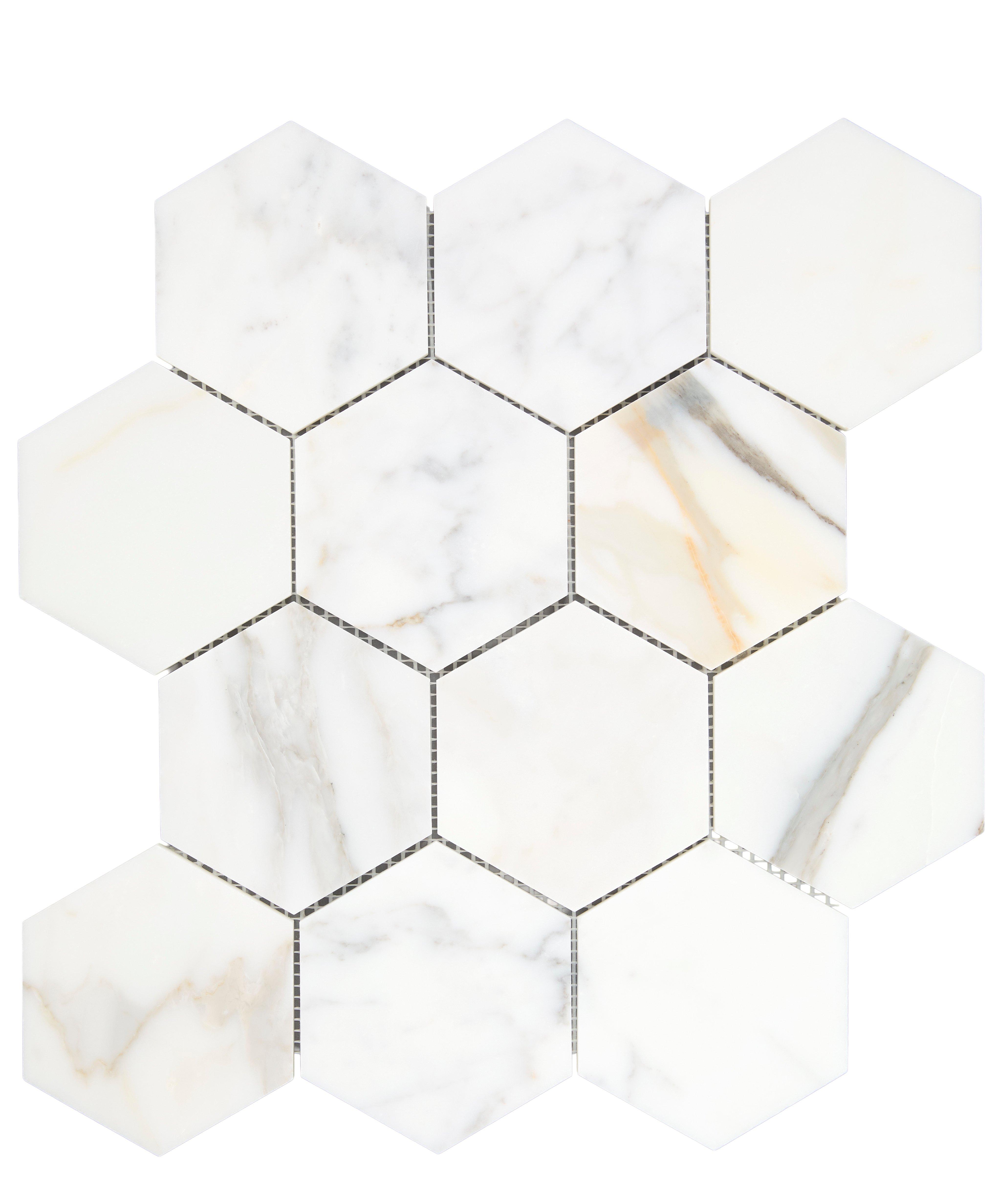 Calacatta Hexagon Honed Marble Mosaic