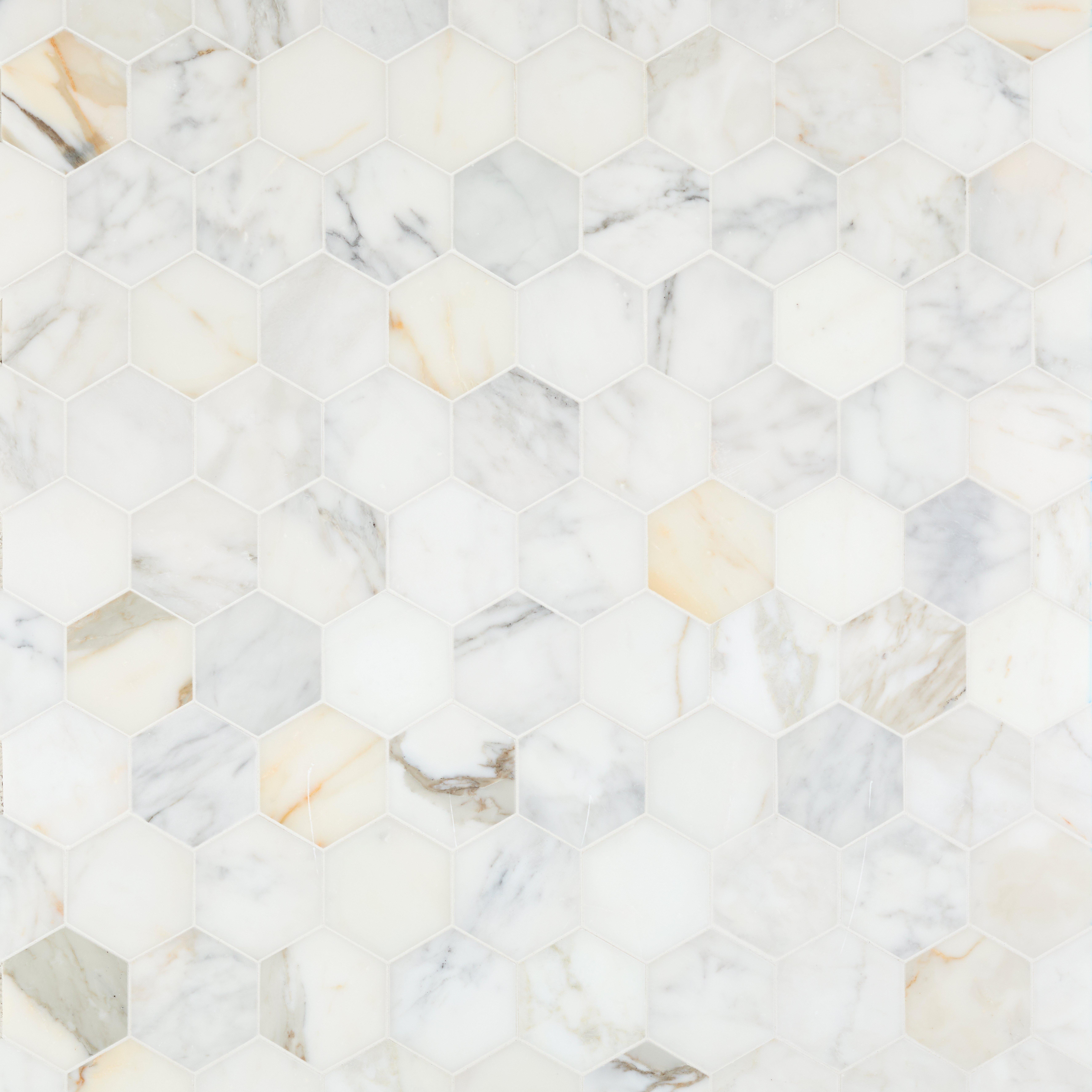 Calacatta Hexagon Honed Marble Mosaic