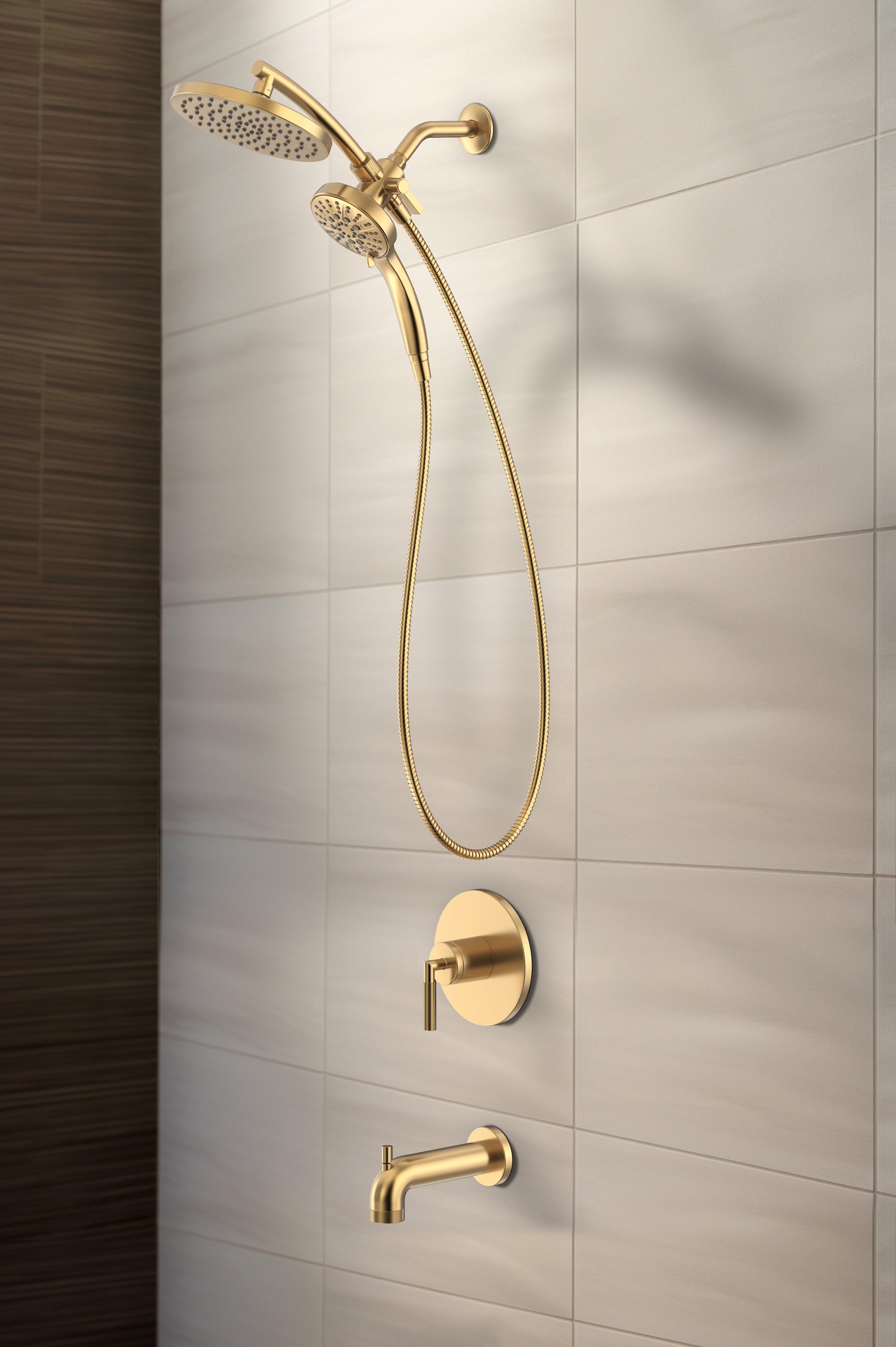 Lizzie Brushed Gold Tub and Shower Combination