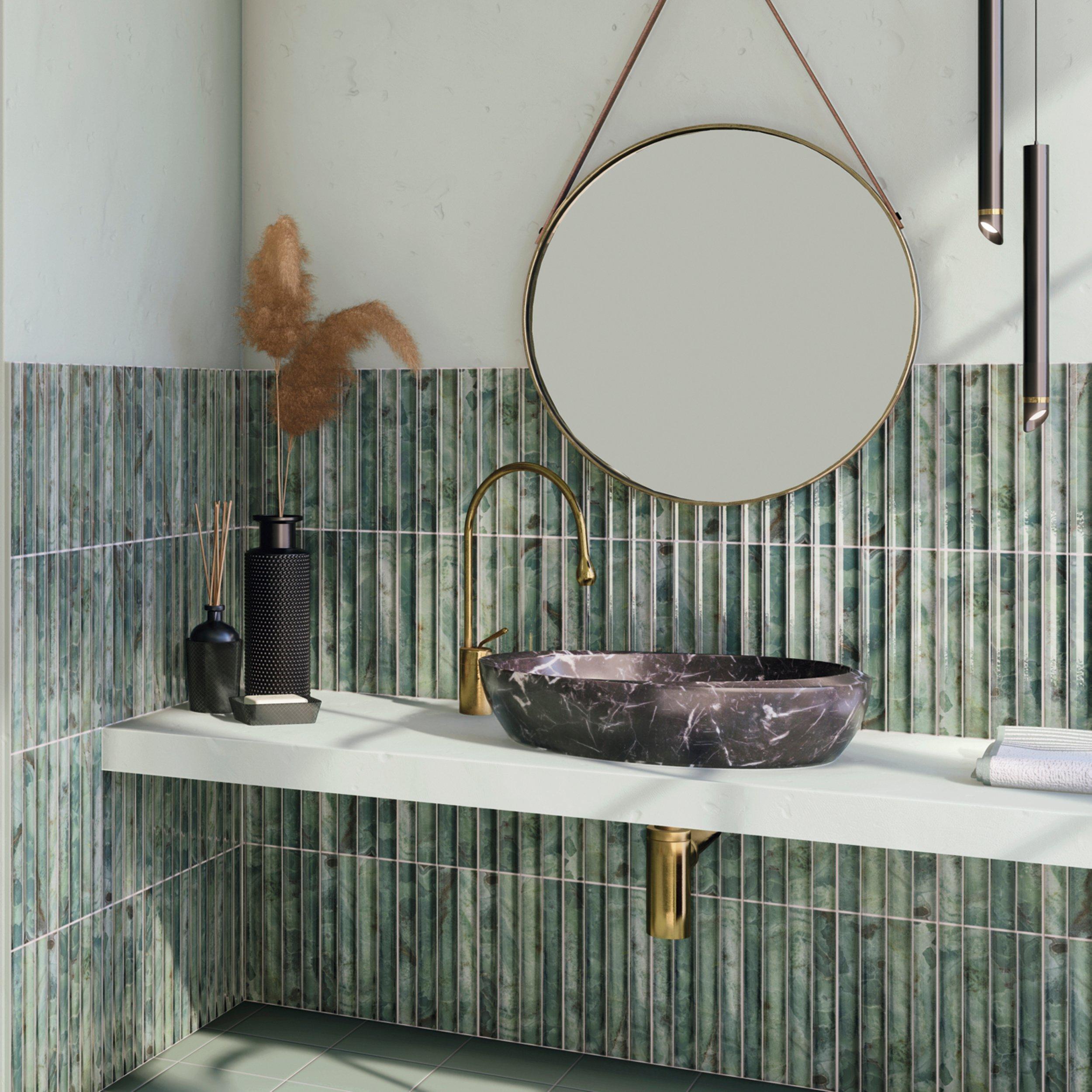 Celina Verde Fluted Ceramic Tile