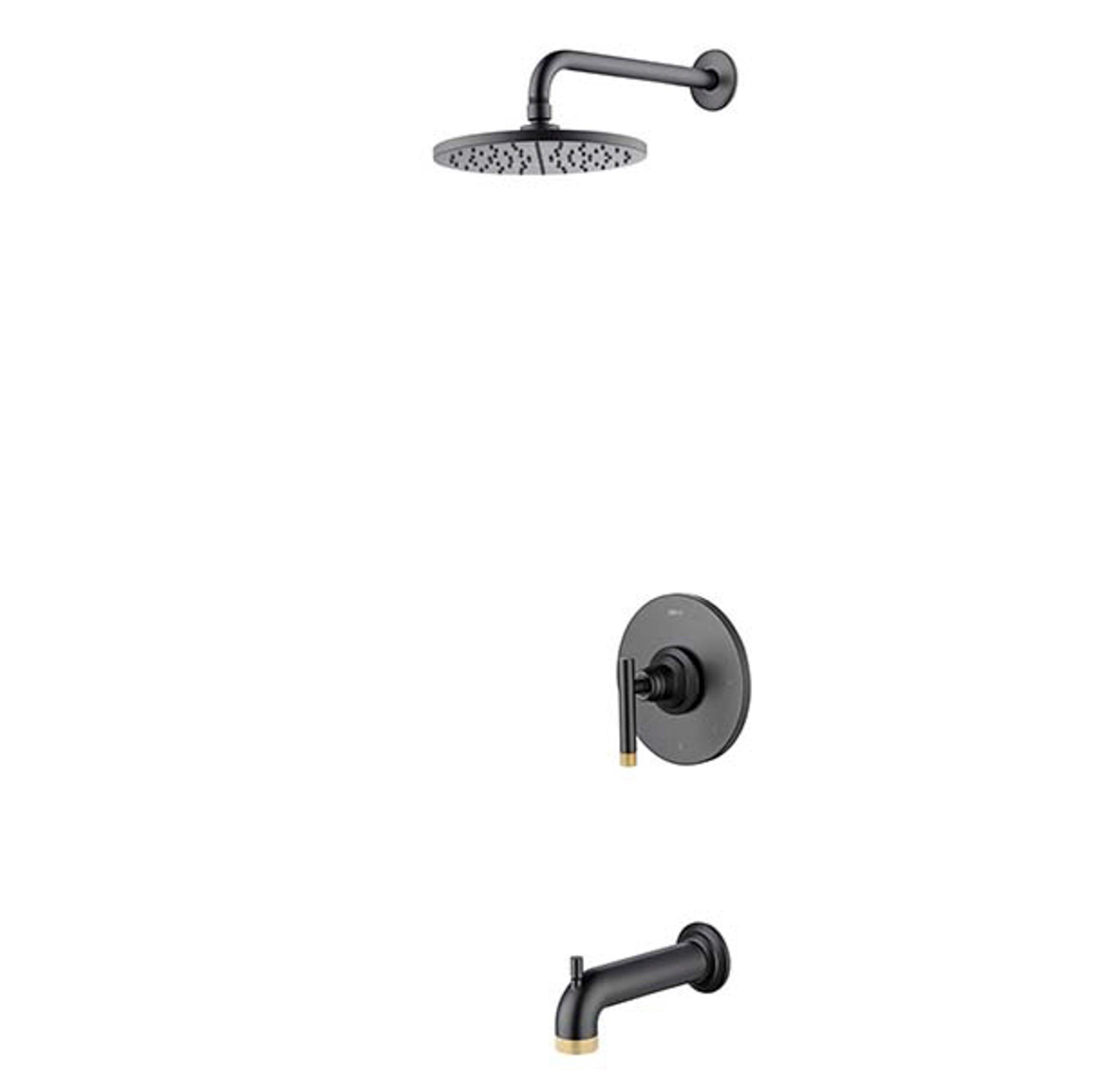 Duke Brushed Gold and Matte Black Tub and Shower Combination