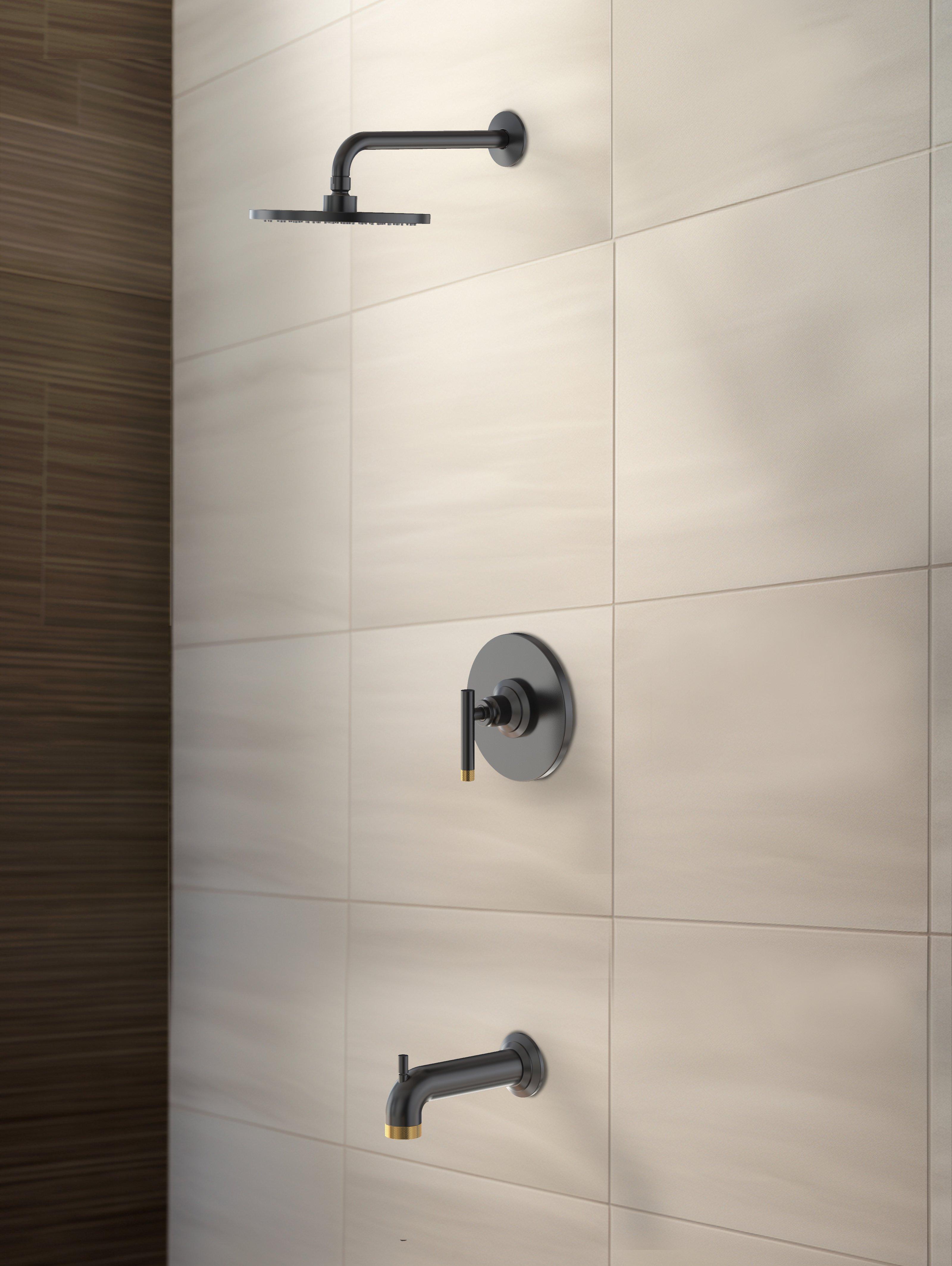 Duke Brushed Gold and Matte Black Tub and Shower Combination