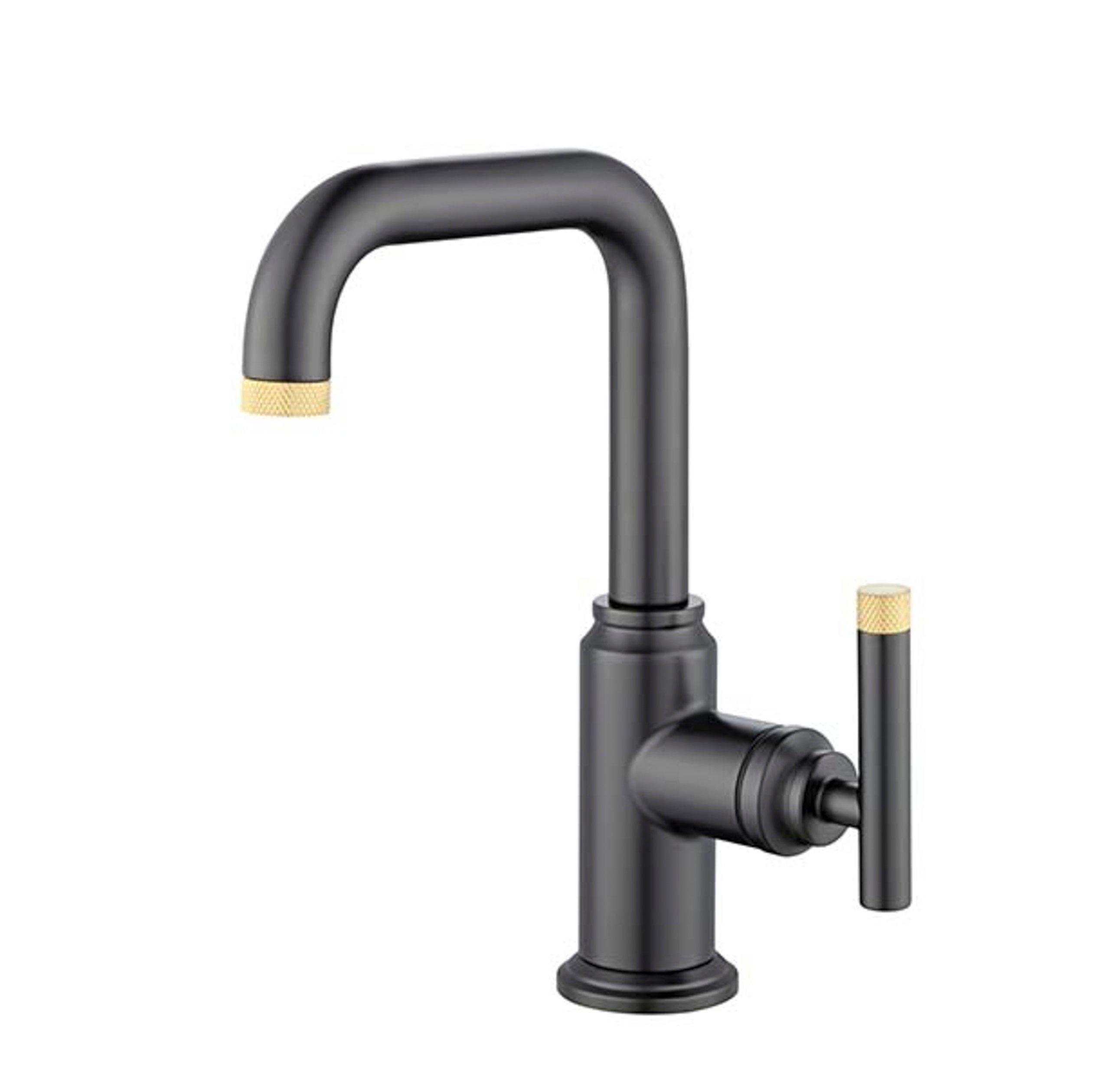 Duke Single Handle Brushed Gold and Matte Black Bath Faucet