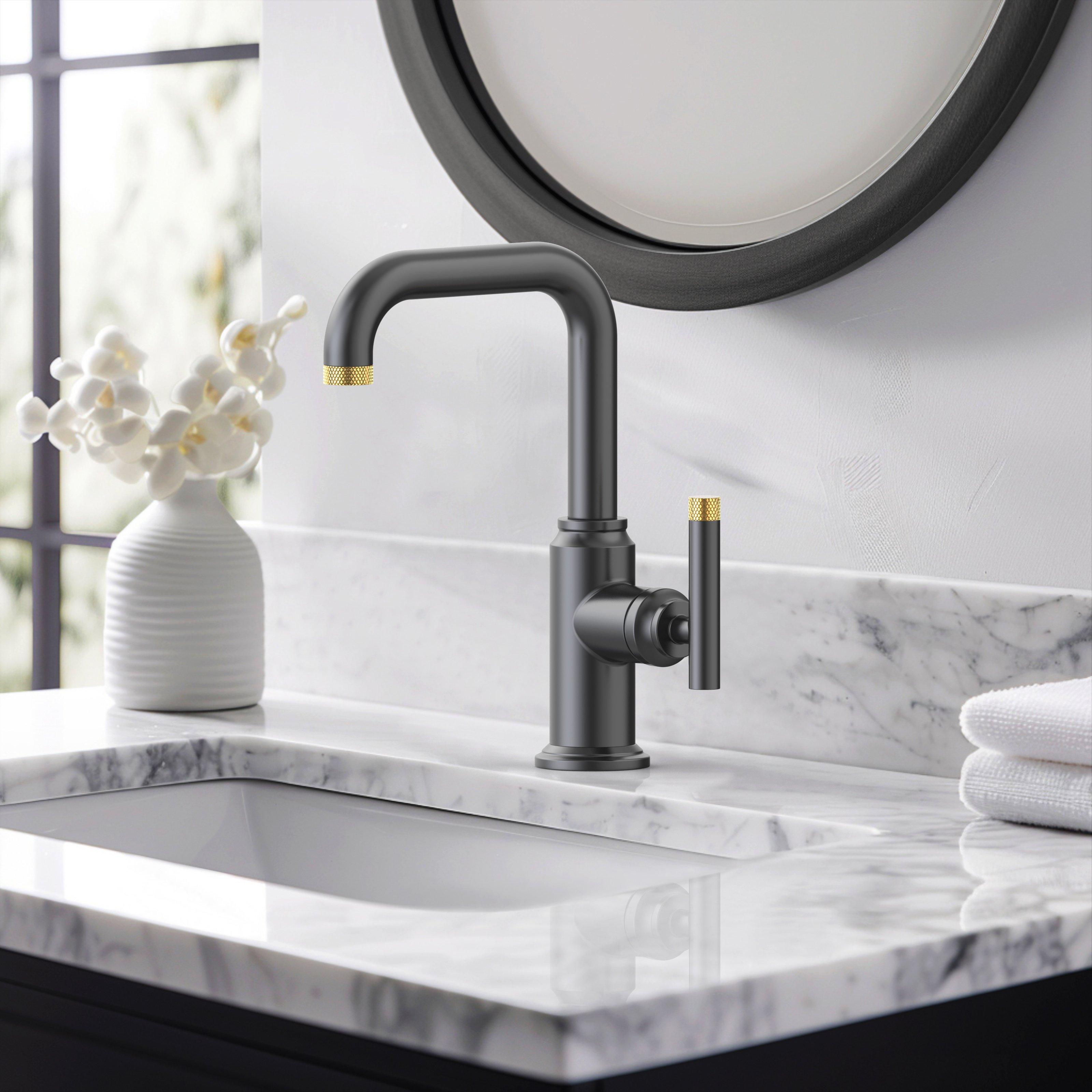 Duke Single Handle Brushed Gold and Matte Black Bath Faucet