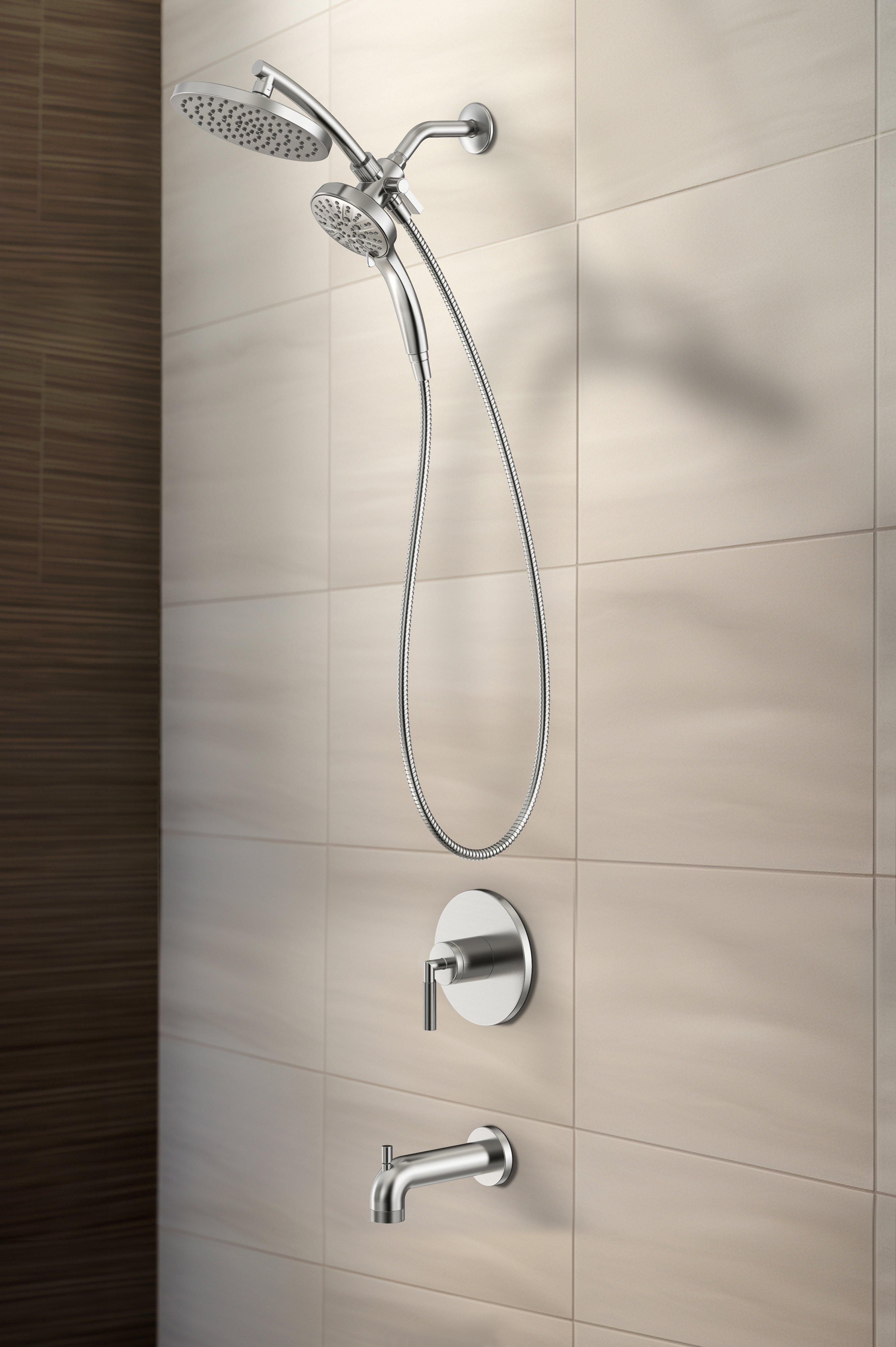 Lizzie Brushed Nickel Tub and Shower Combination