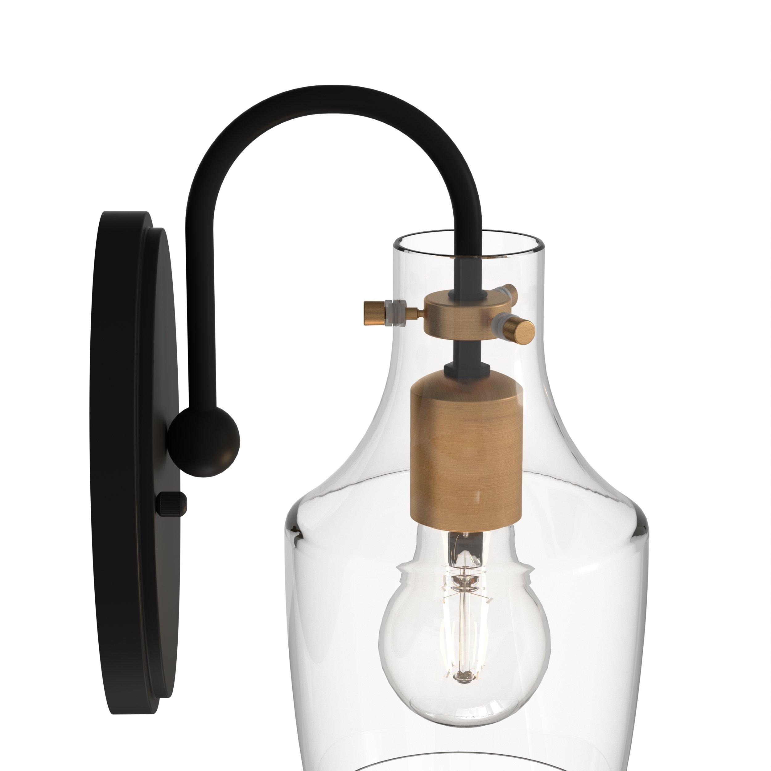 Kenedy Matte Black and Brushed Gold Single Sconce