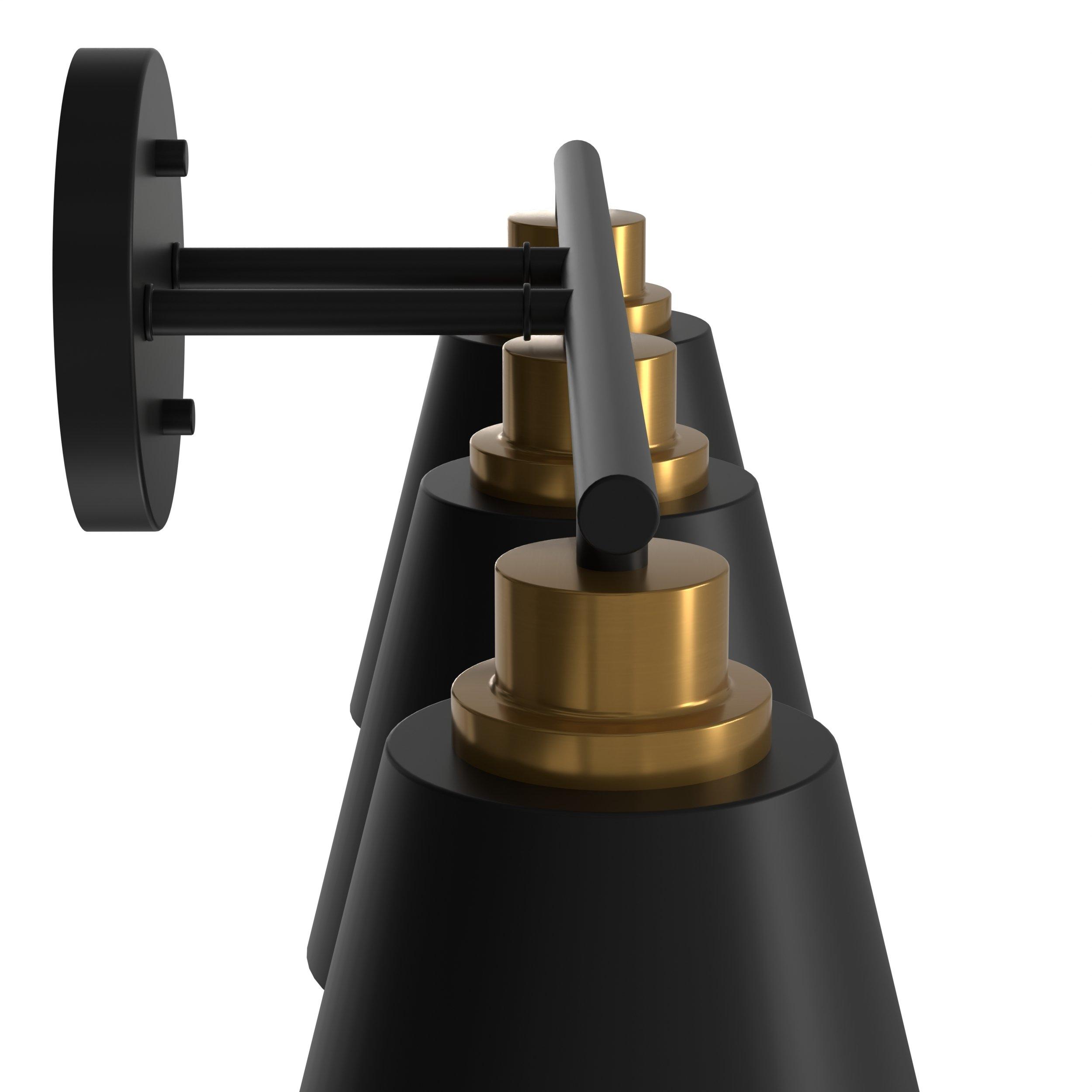 Palo Matte Black and Brushed Gold Triple Vanity Light