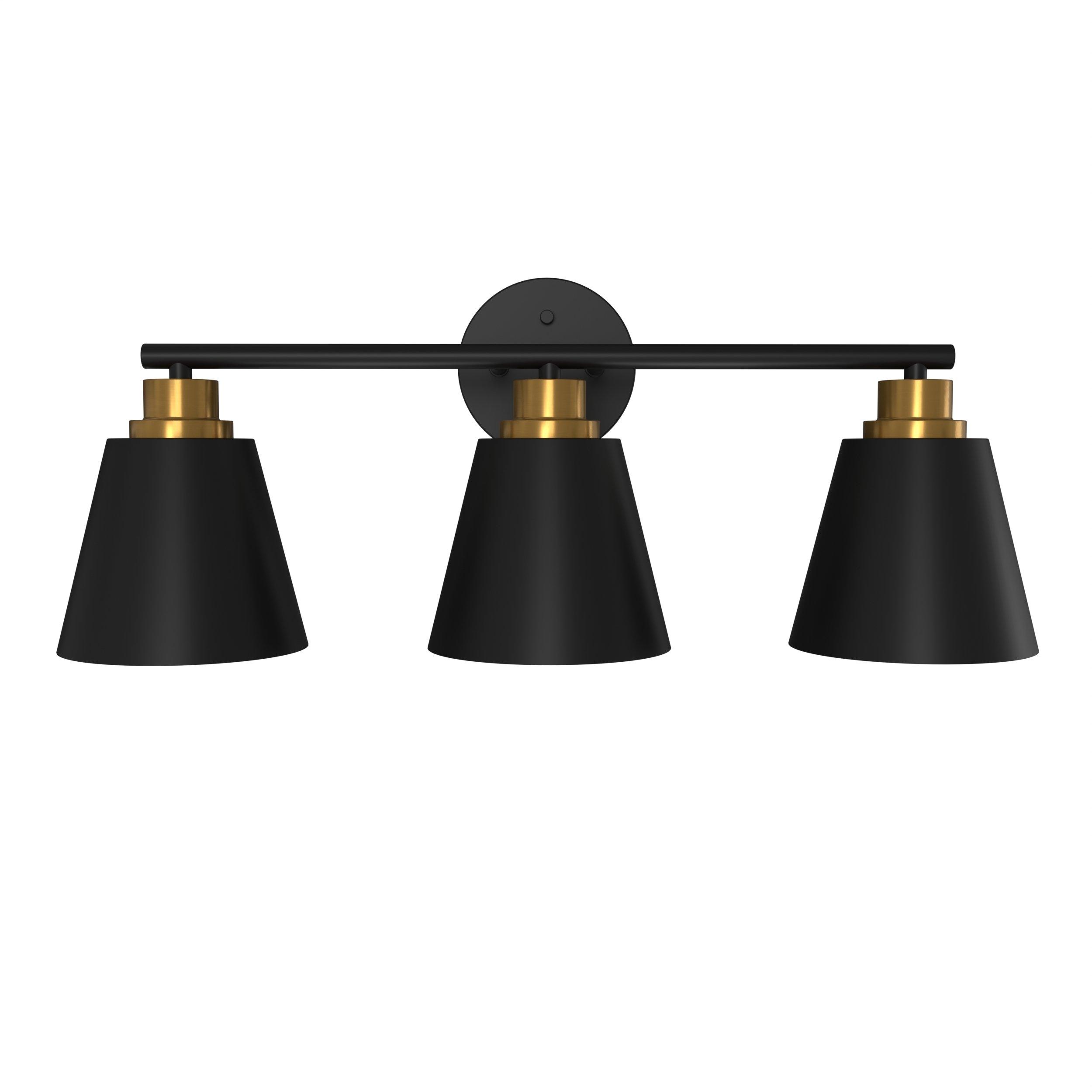 Palo Matte Black and Brushed Gold Triple Vanity Light